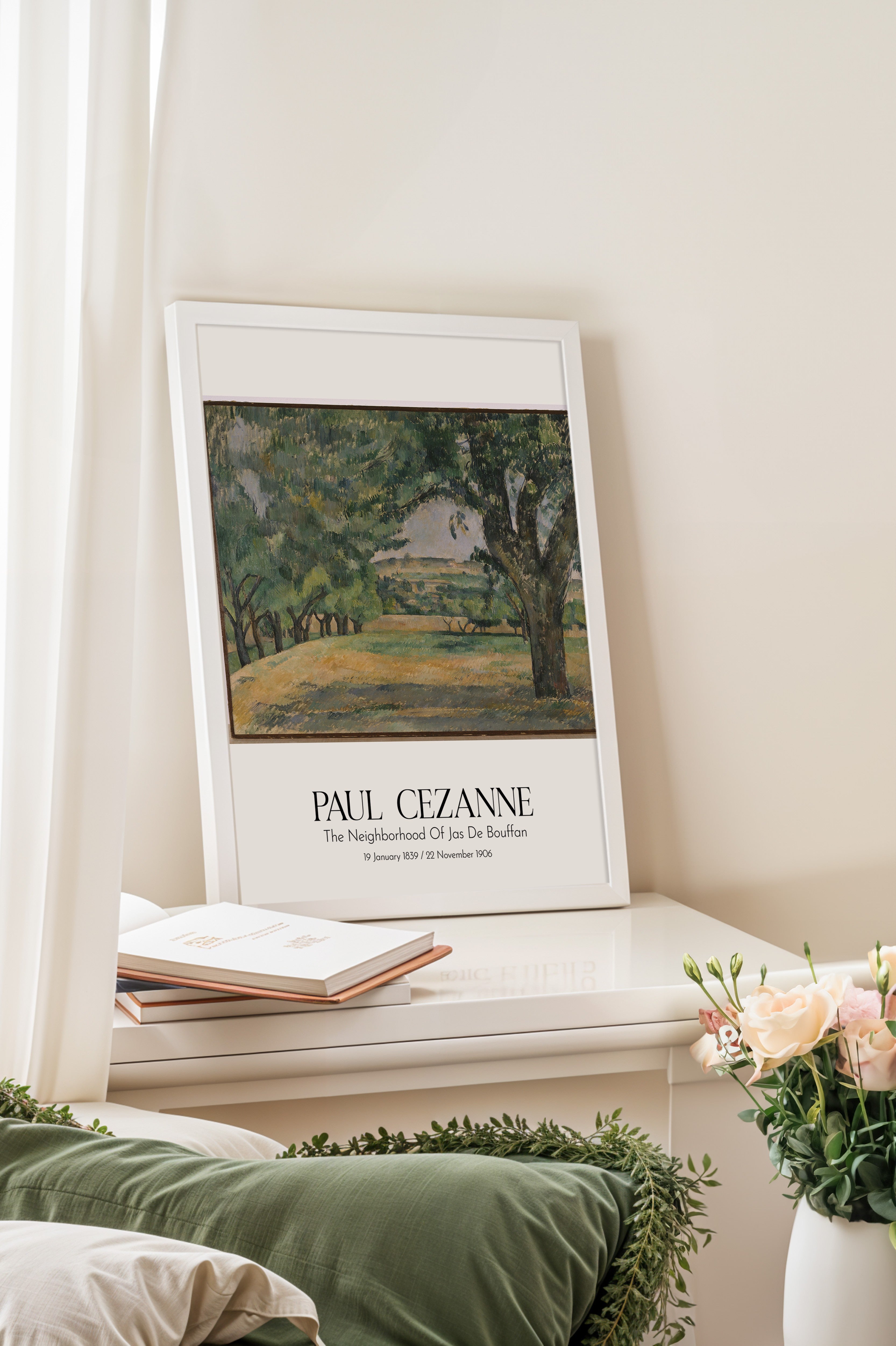 Paul Cezanne - The Neighborhood Of Jas De Bouffan, Beyaz Çerçeveli Tablo, Sanat Serisi NO:110477