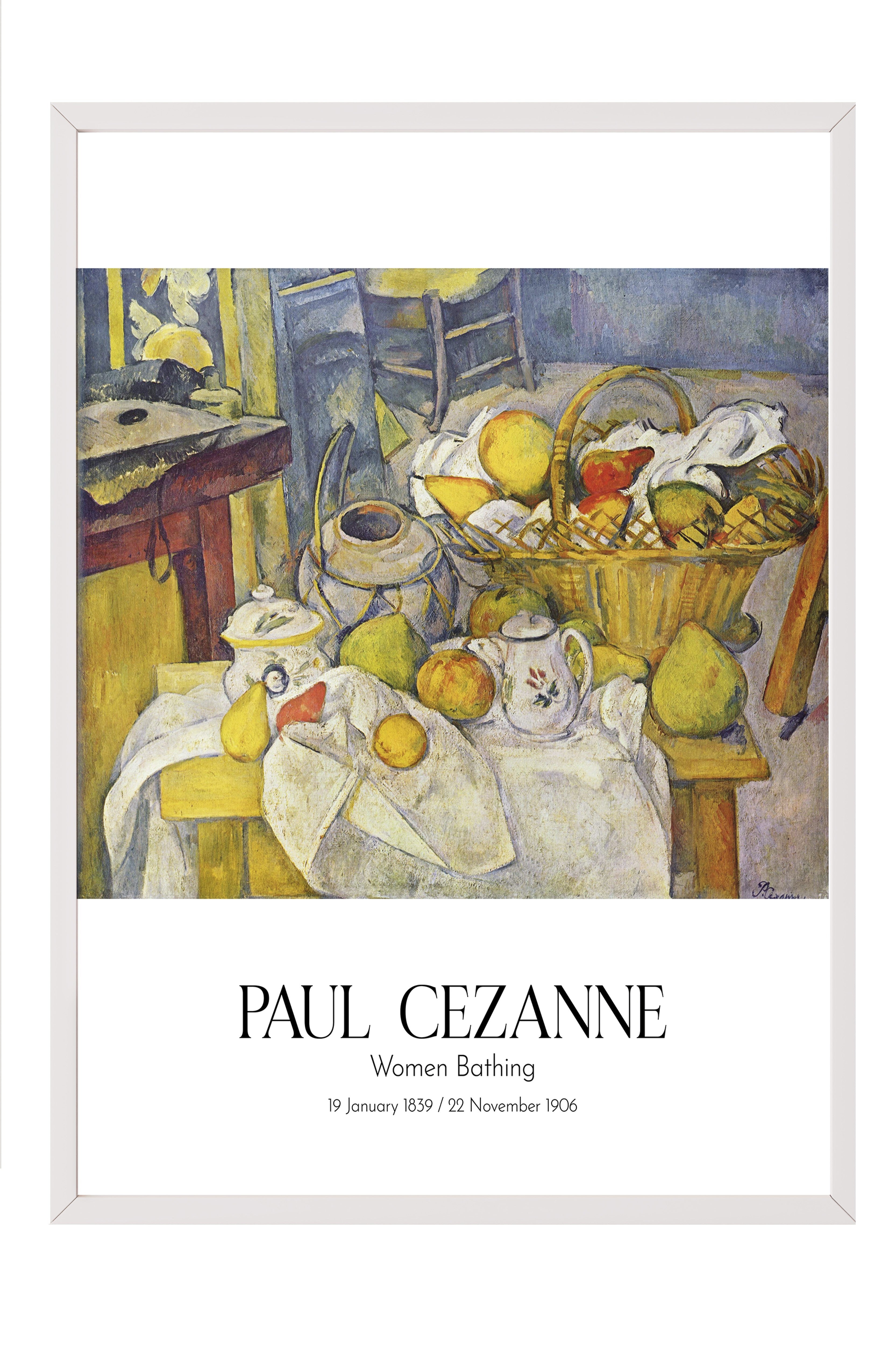 Paul Cezanne - Women Bathing, Beyaz Çerçeveli Tablo, Sanat Serisi NO:110482