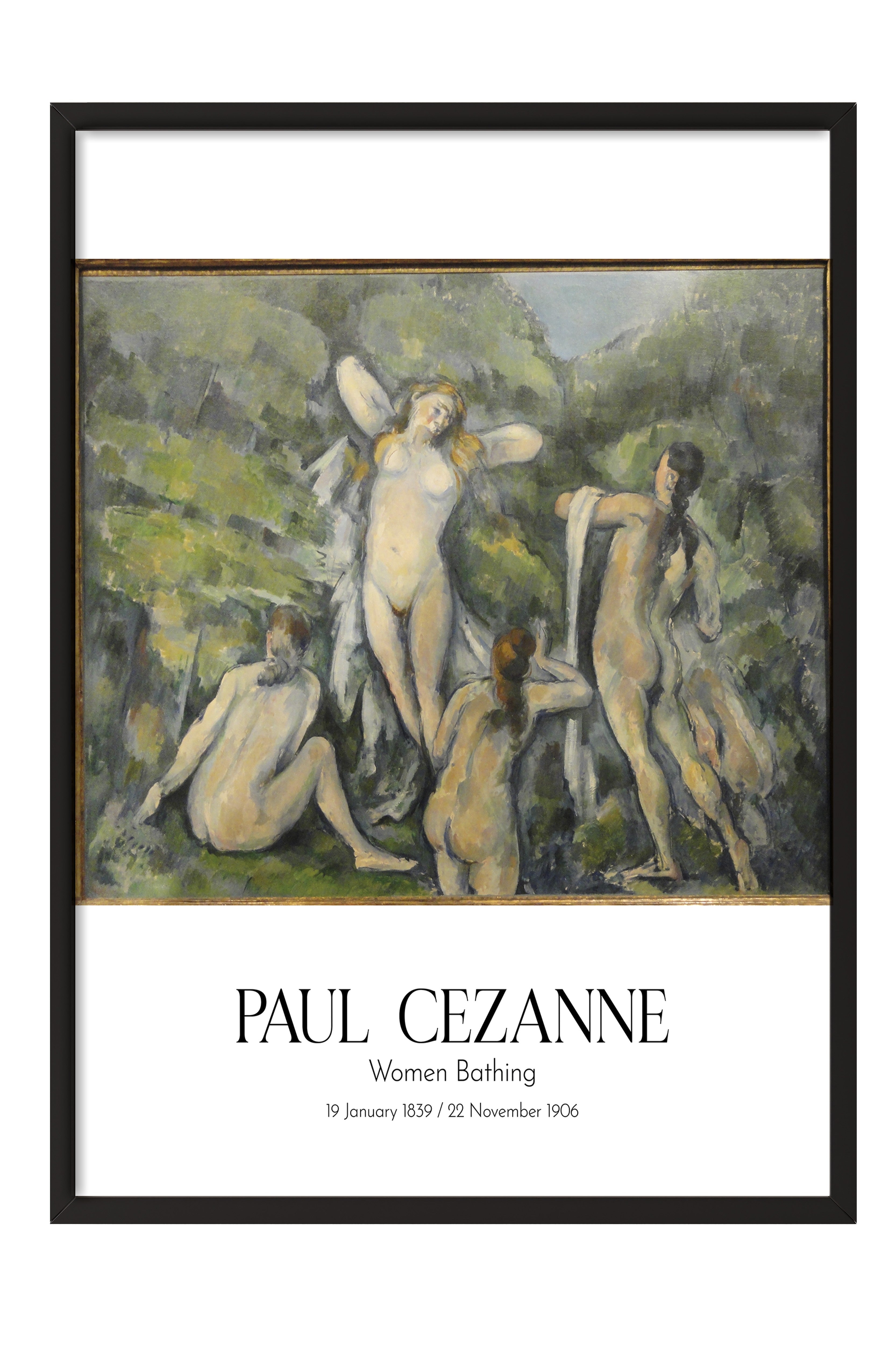 Paul Cezanne - Women Bathing, Siyah Çerçeveli Tablo, Sanat Serisi NO:110481
