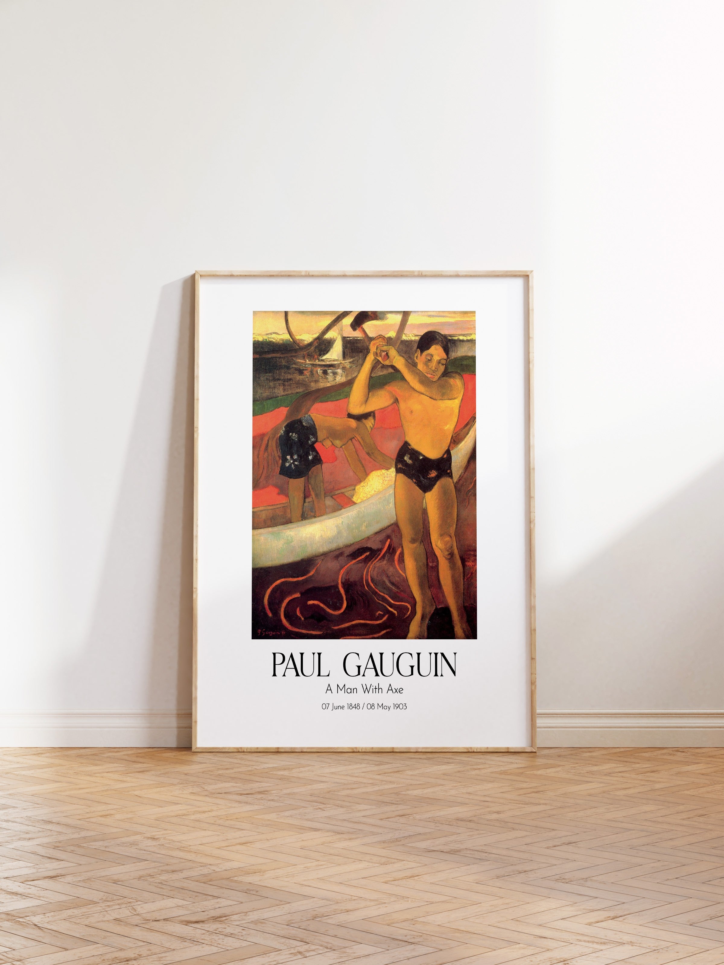 Paul Gauguin - A Man With Axe, Ahşap Çerçeveli Tablo, Sanat Serisi NO:110567