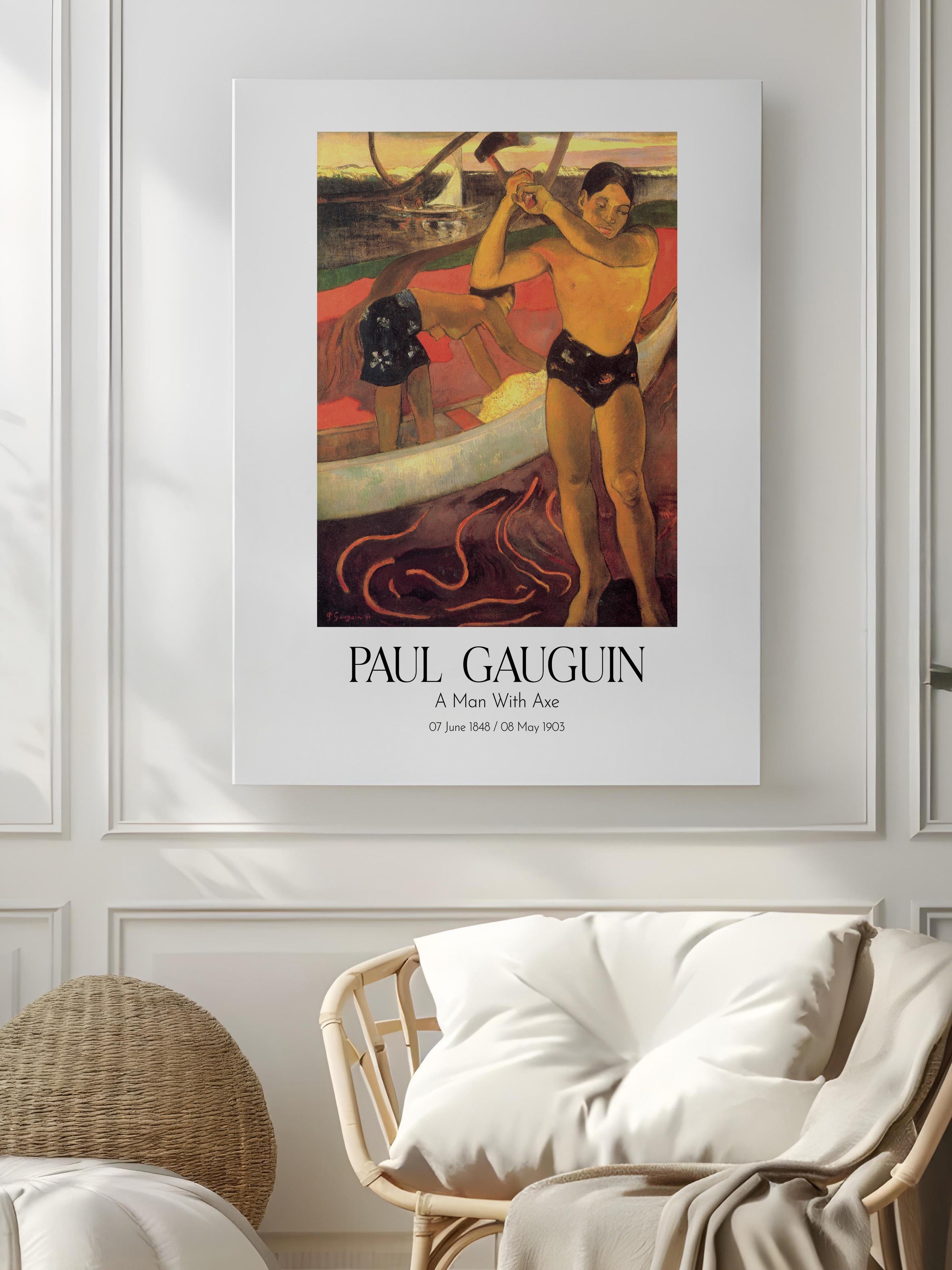 Paul Gauguin - A Man With Axe, Kanvas Tablo, Sanat Serisi NO:110567