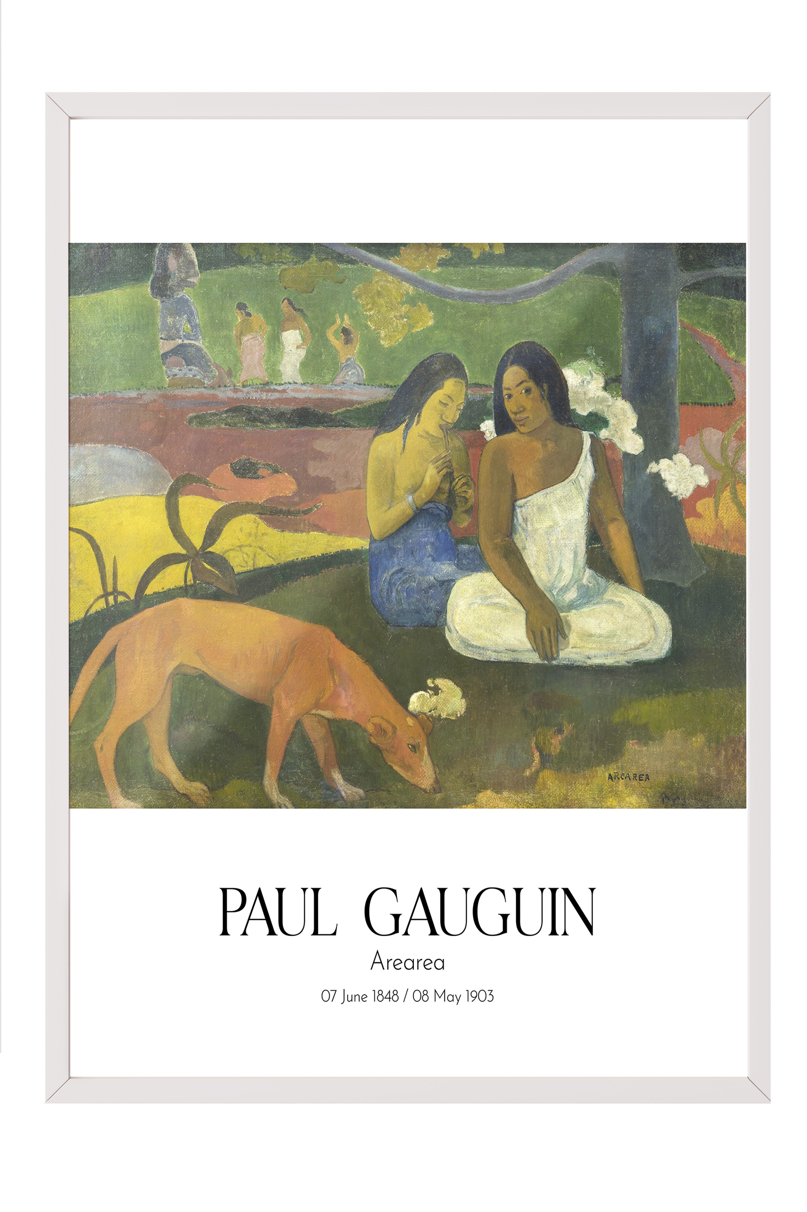 Paul Gauguin - Arearea, Beyaz Çerçeveli Tablo, Sanat Serisi NO:110543