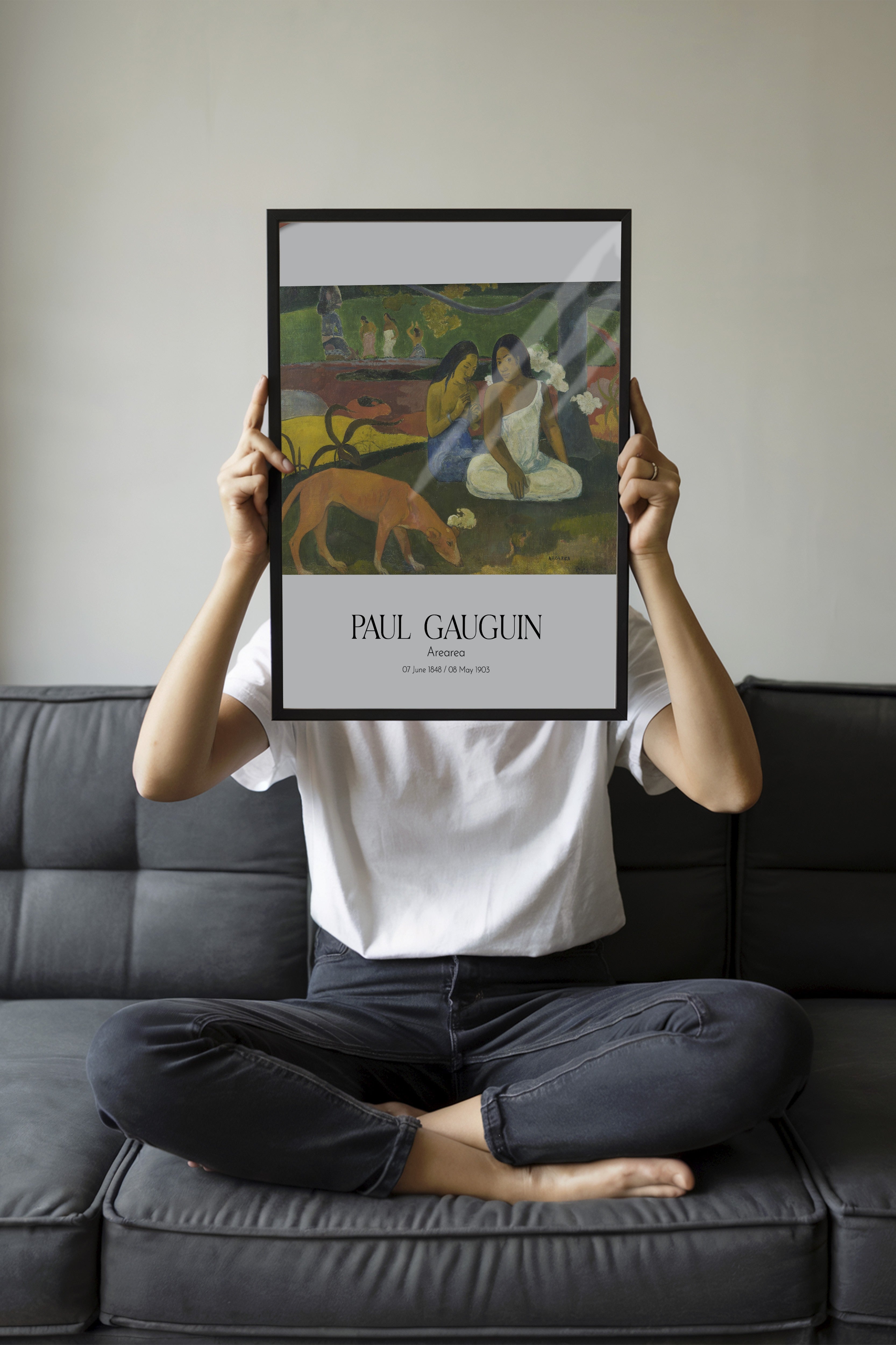 Paul Gauguin - Arearea, Siyah Çerçeveli Tablo, Sanat Serisi NO:110543