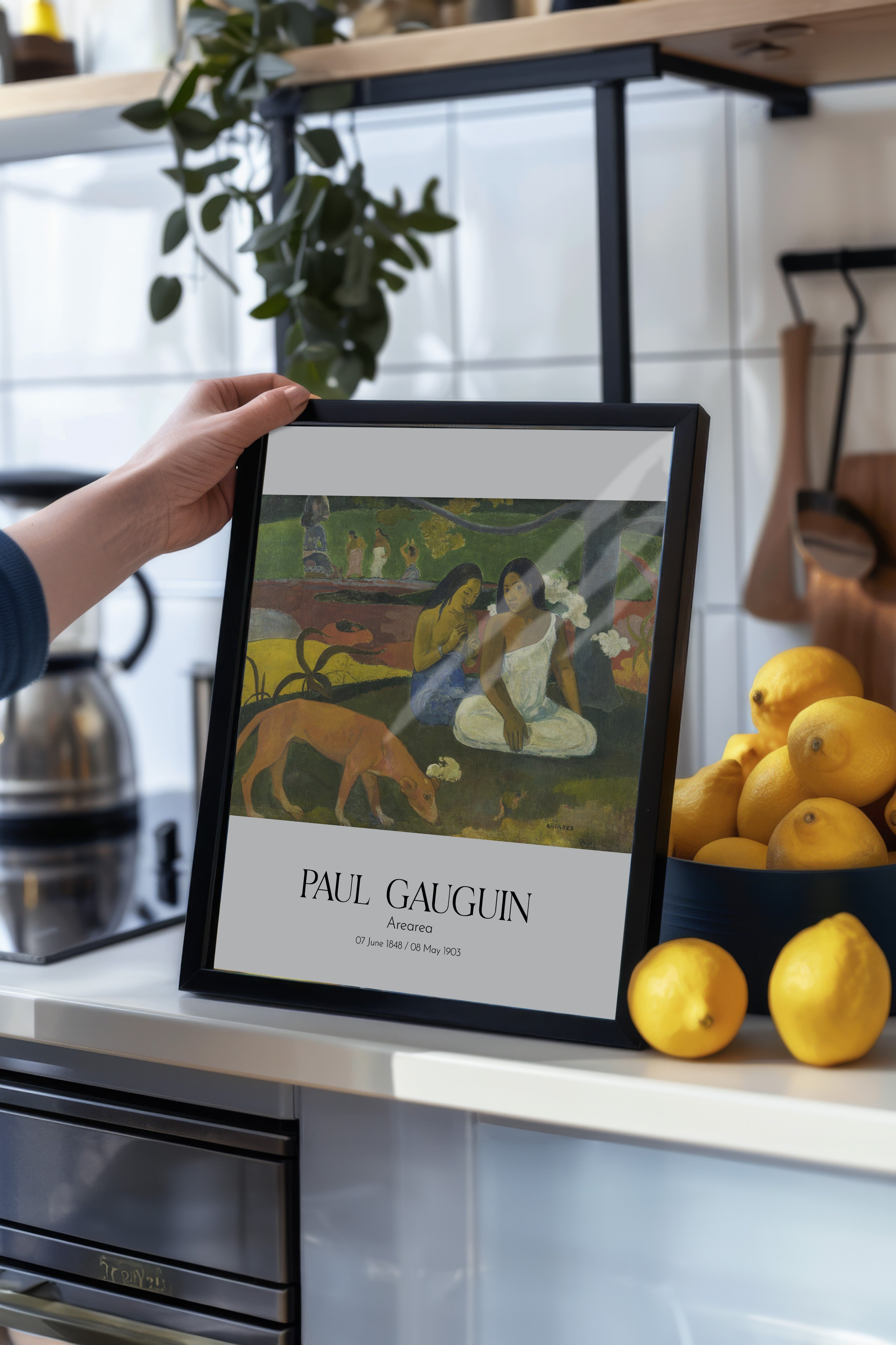 Paul Gauguin - Arearea, Siyah Çerçeveli Tablo, Sanat Serisi NO:110543
