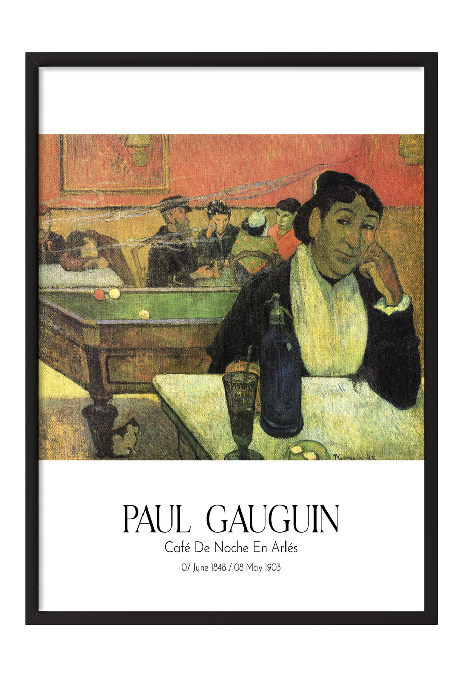 Paul Gauguin - Café De Noche En Arlés, Siyah Çerçeveli Tablo, Sanat Serisi NO:110569