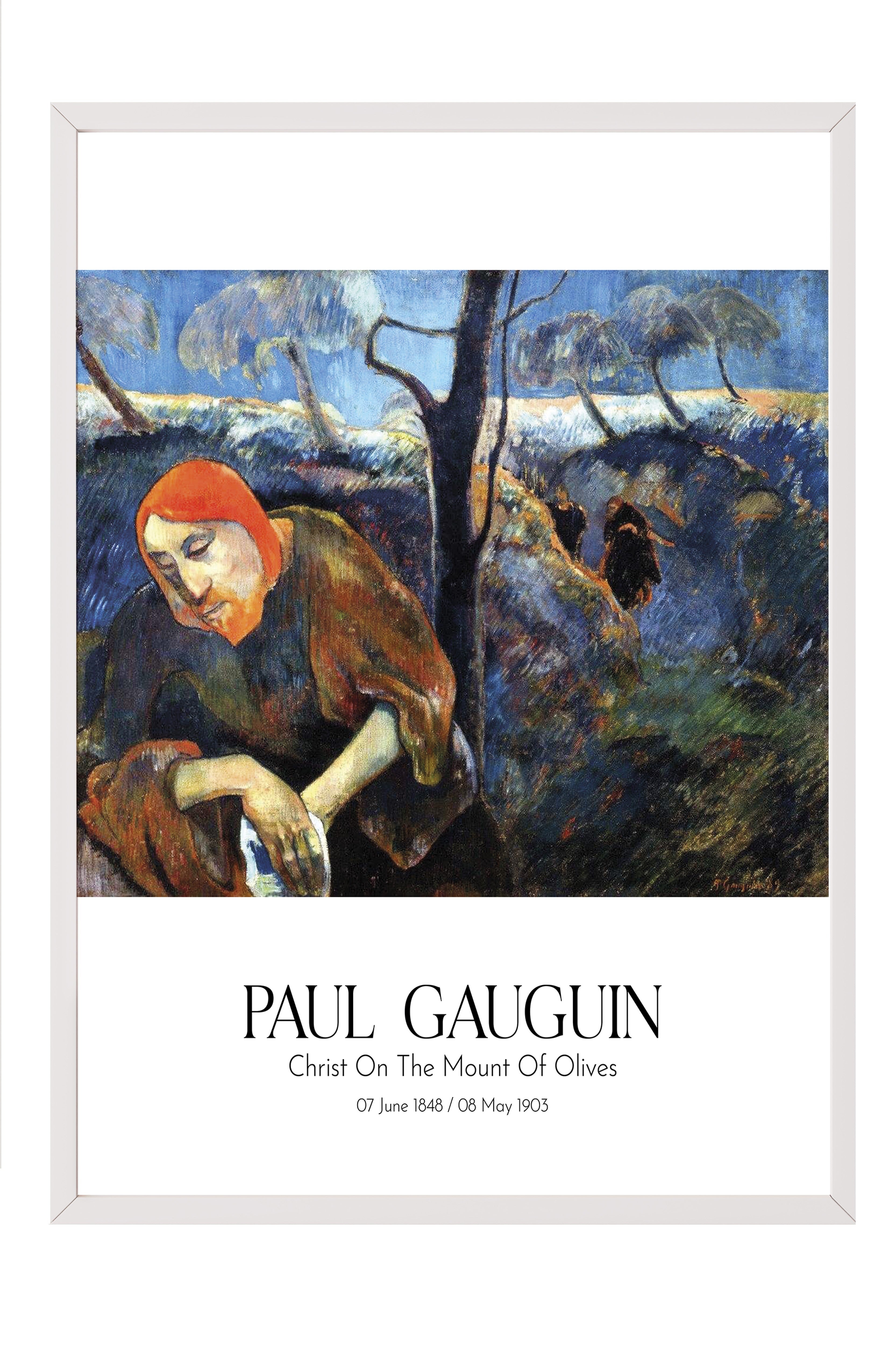 Paul Gauguin - Christ On The Mount Of Olives, Beyaz Çerçeveli Tablo, Sanat Serisi NO:110545