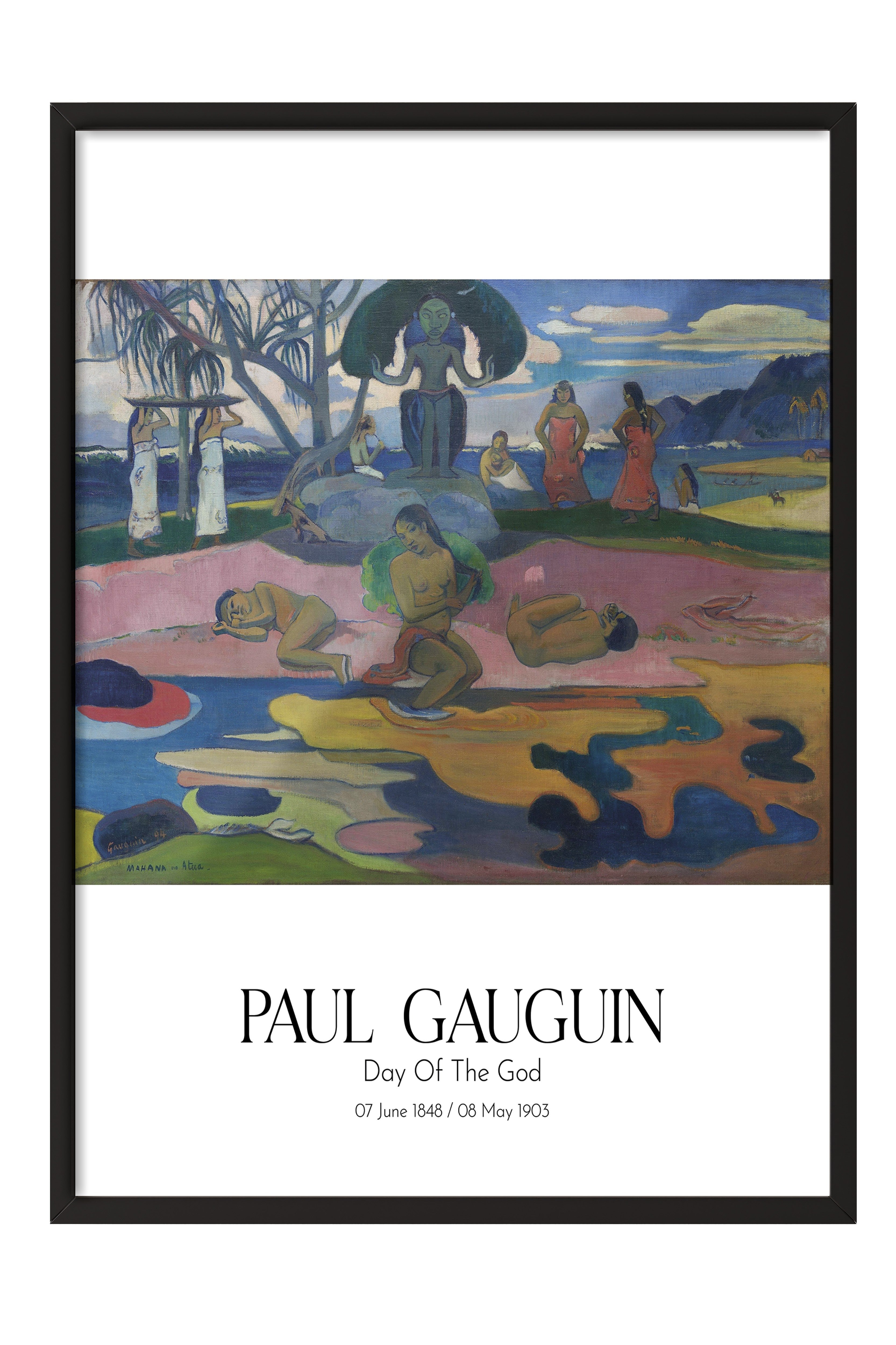 Paul Gauguin - Day Of The God, Siyah Çerçeveli Tablo, Sanat Serisi NO:110570