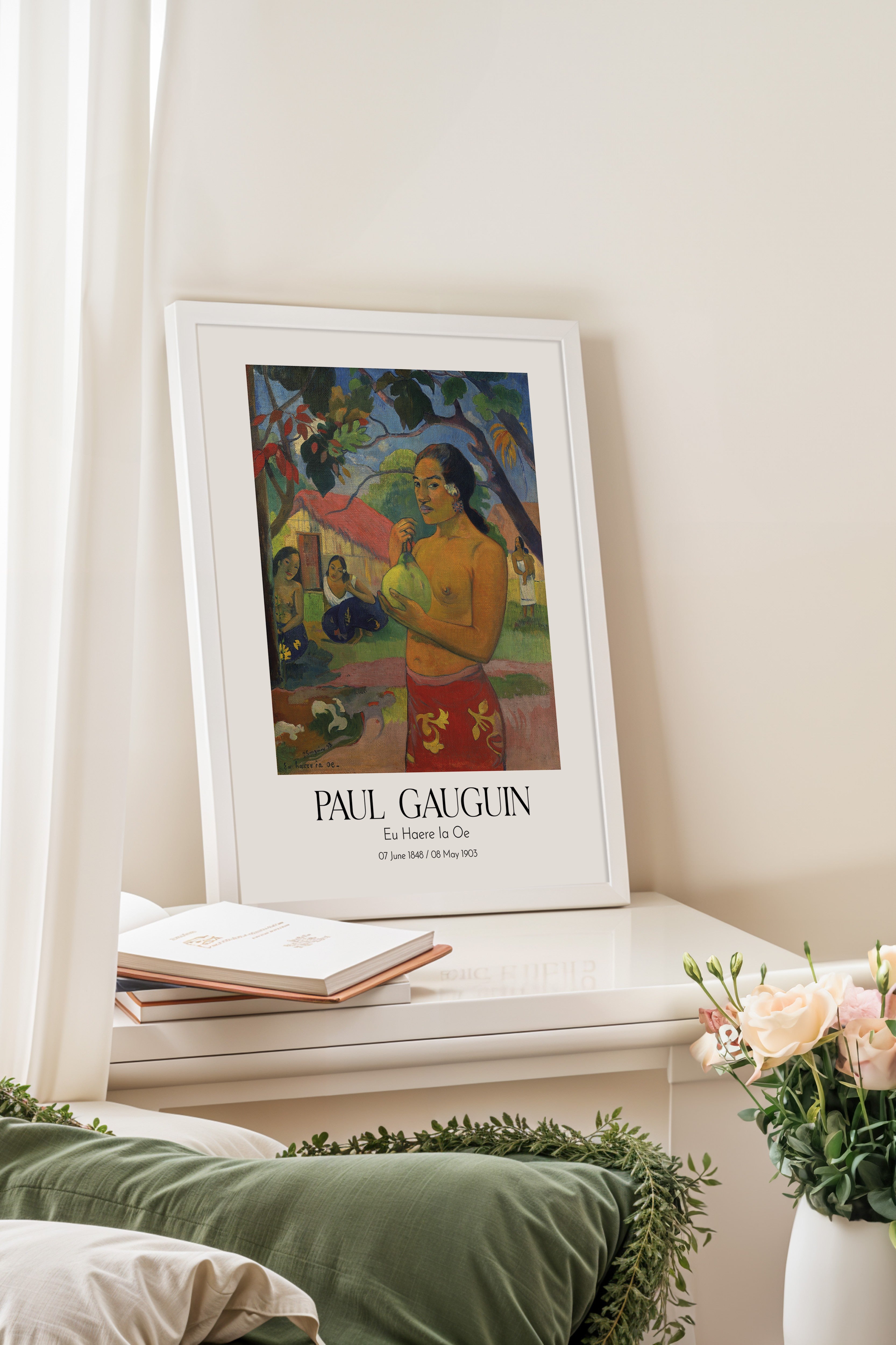 Paul Gauguin - Eu Haere Ia Oe, Beyaz Çerçeveli Tablo, Sanat Serisi NO:110571