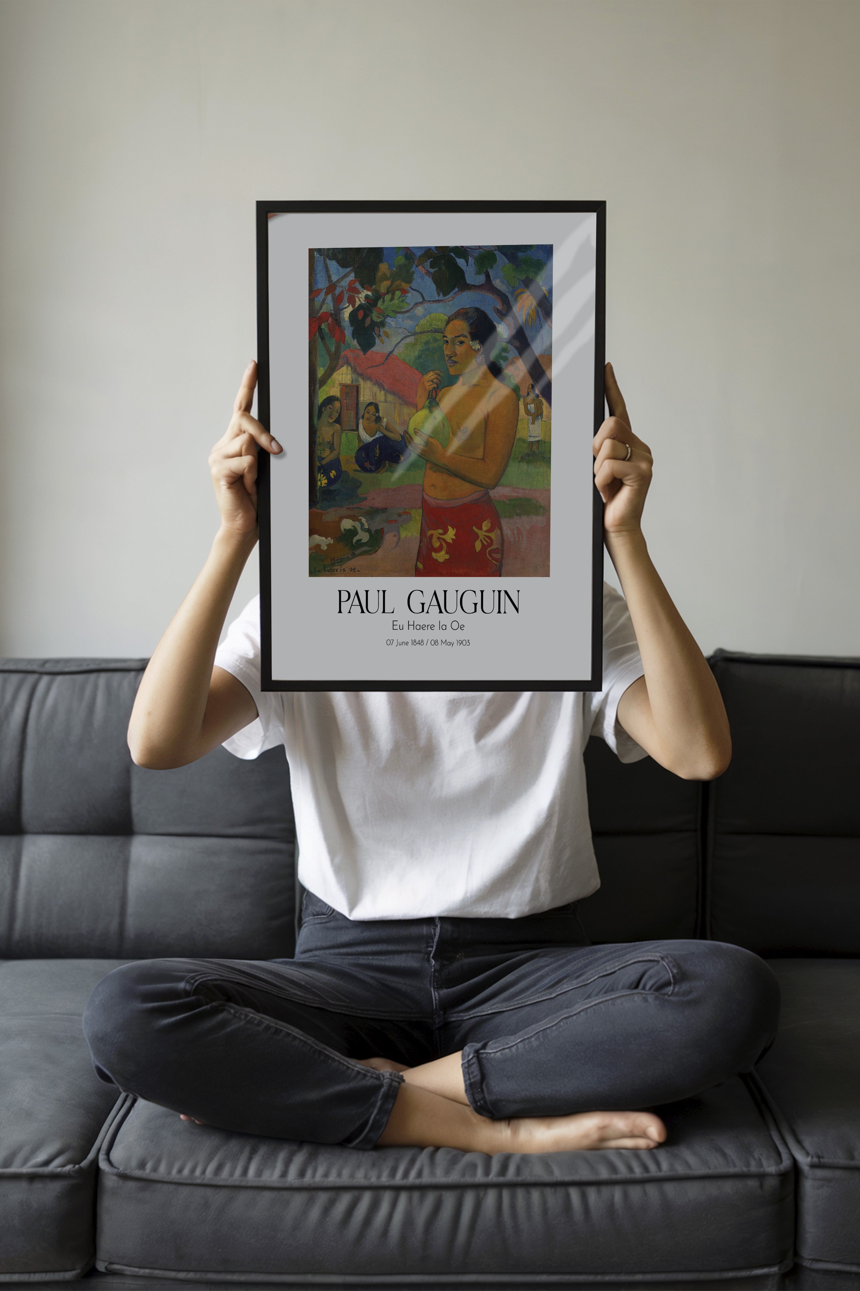 Paul Gauguin - Eu Haere Ia Oe, Siyah Çerçeveli Tablo, Sanat Serisi NO:110571
