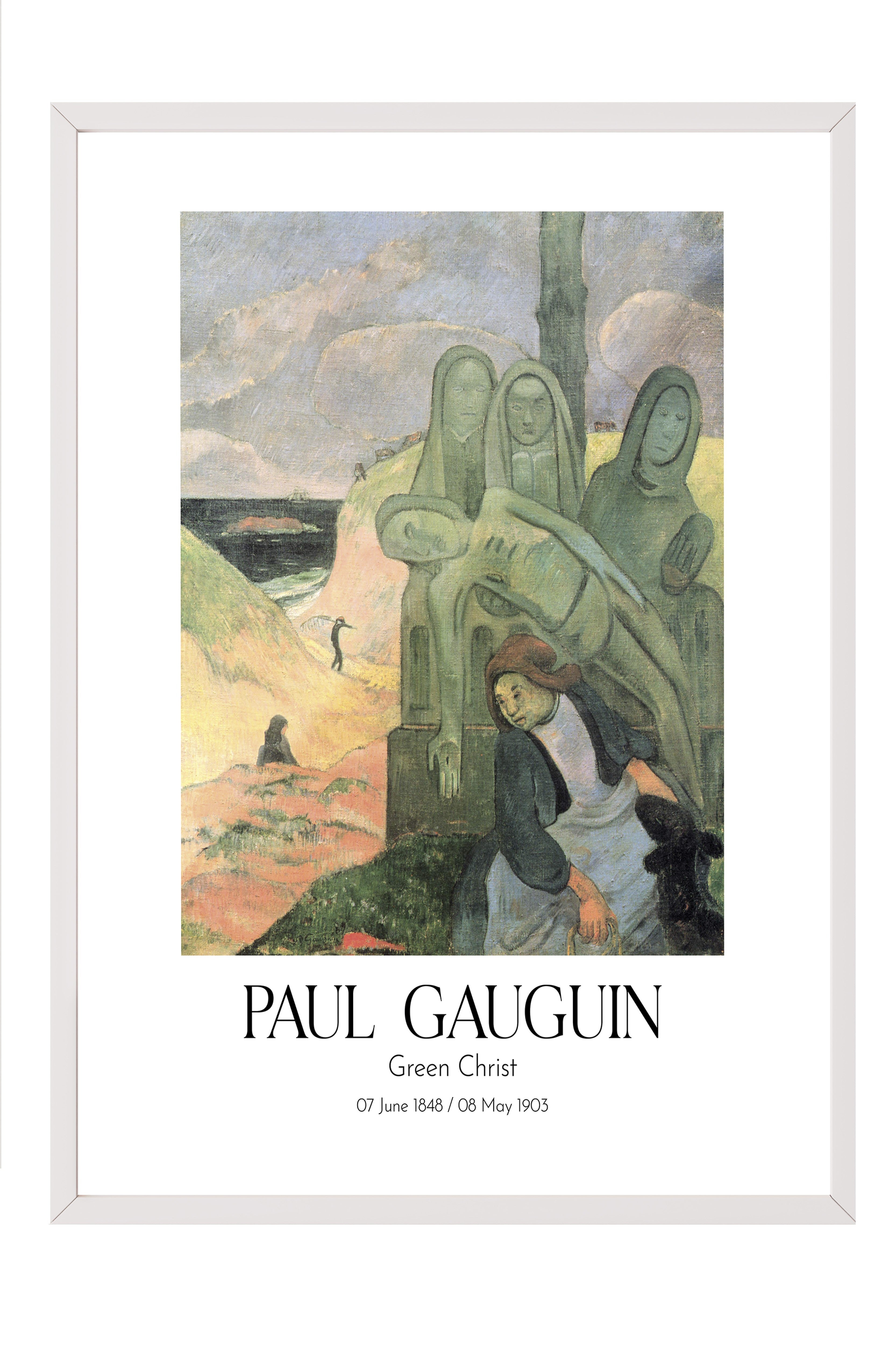 Paul Gauguin - Green Christ, Beyaz Çerçeveli Tablo, Sanat Serisi NO:110572
