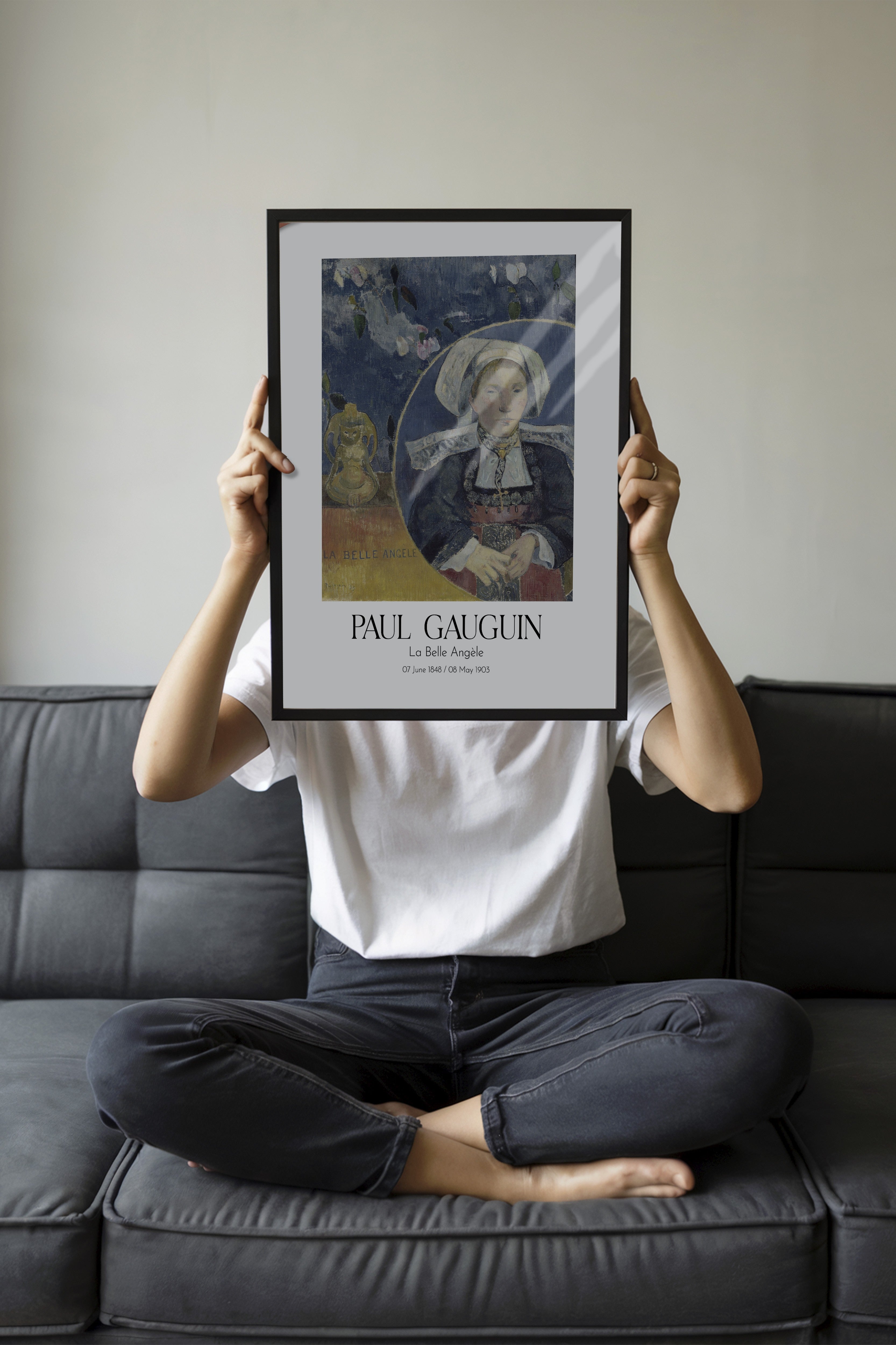 Paul Gauguin - La Belle Angèle, Siyah Çerçeveli Tablo, Sanat Serisi NO:110547