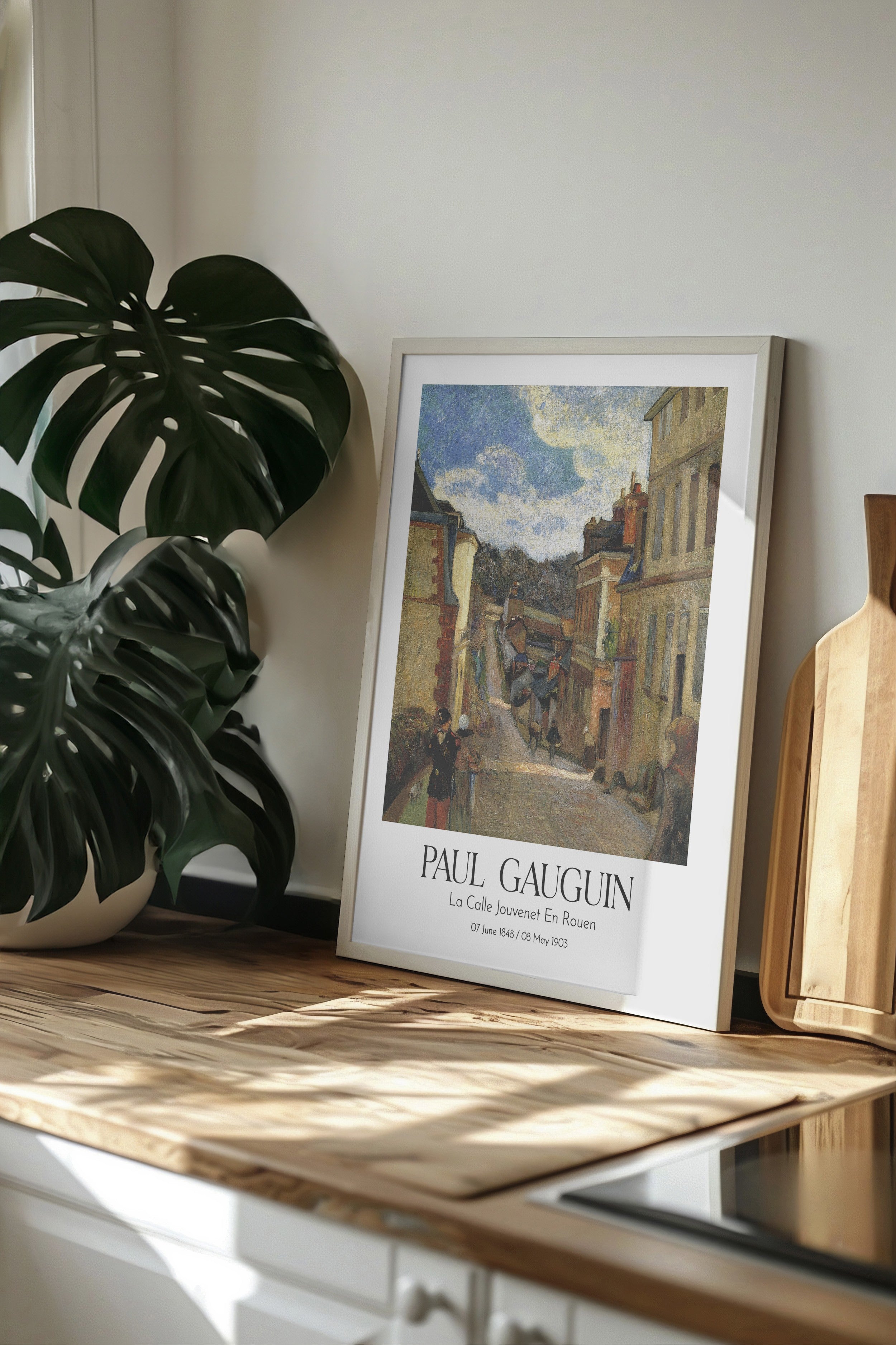 Paul Gauguin - La Calle Jouvenet En Rouen, Beyaz Çerçeveli Tablo, Sanat Serisi NO:110548
