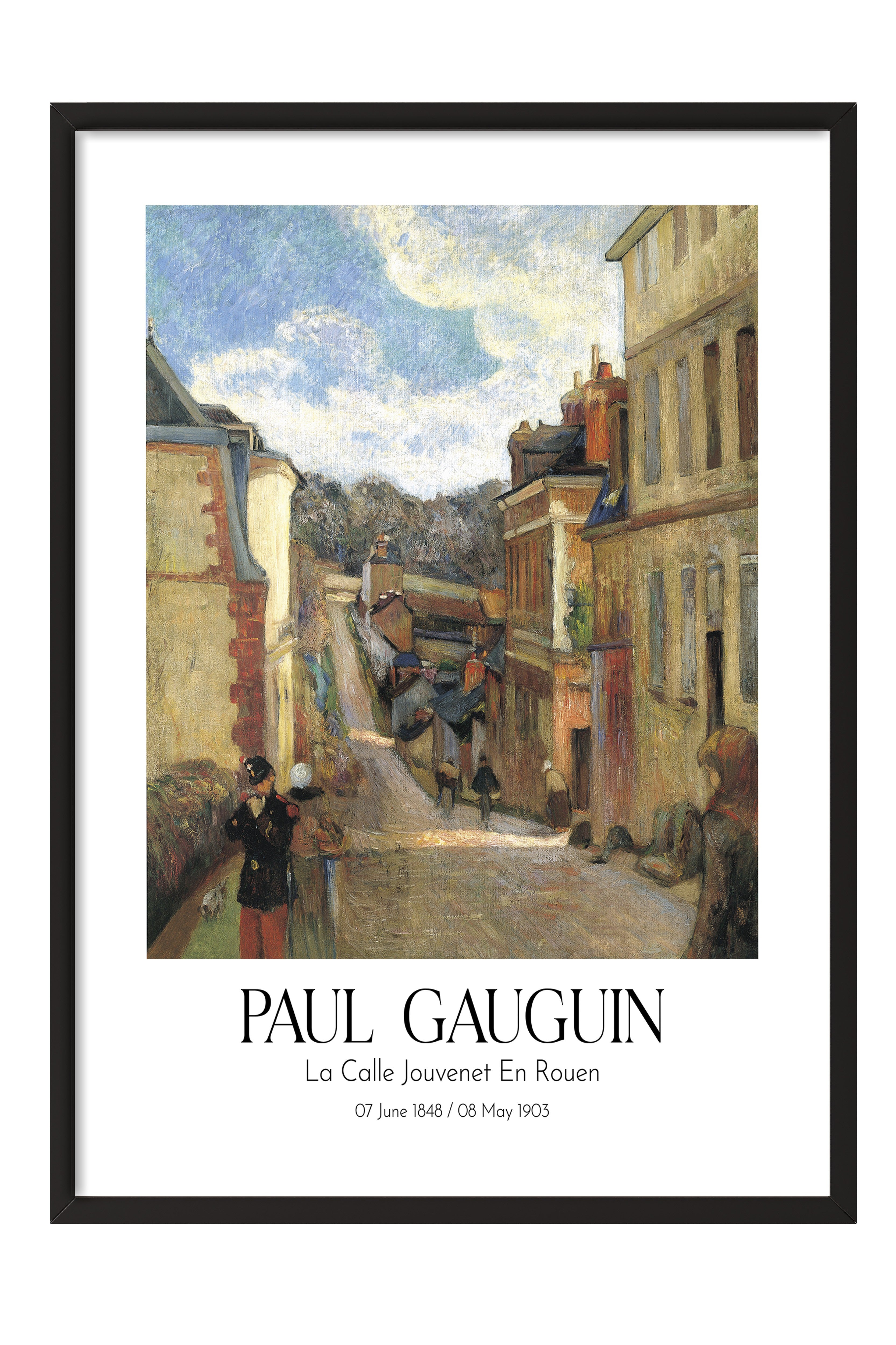 Paul Gauguin - La Calle Jouvenet En Rouen, Siyah Çerçeveli Tablo, Sanat Serisi NO:110548