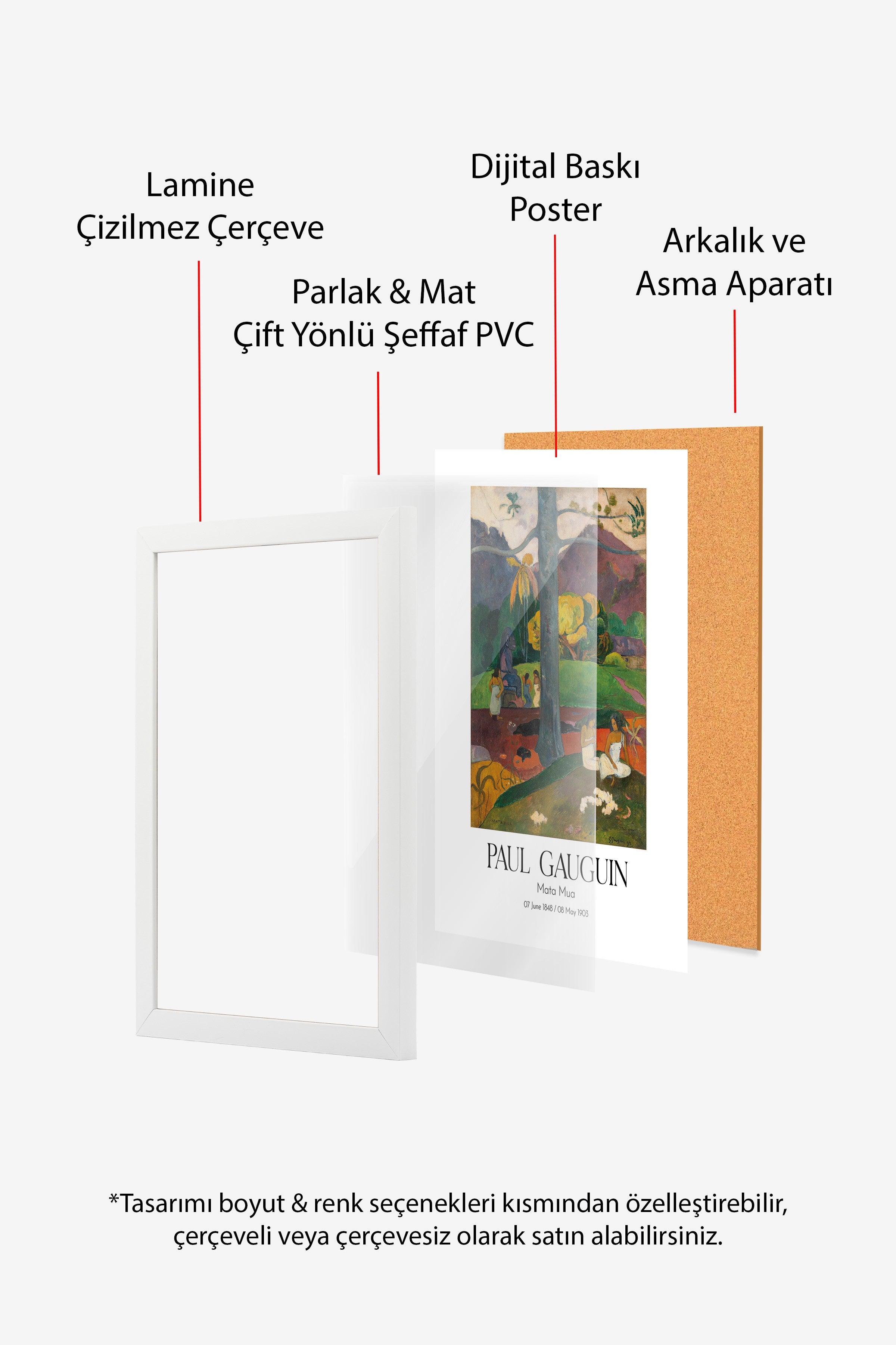 Paul Gauguin - Mata Mua, Beyaz Çerçeveli Tablo, Sanat Serisi NO:110574