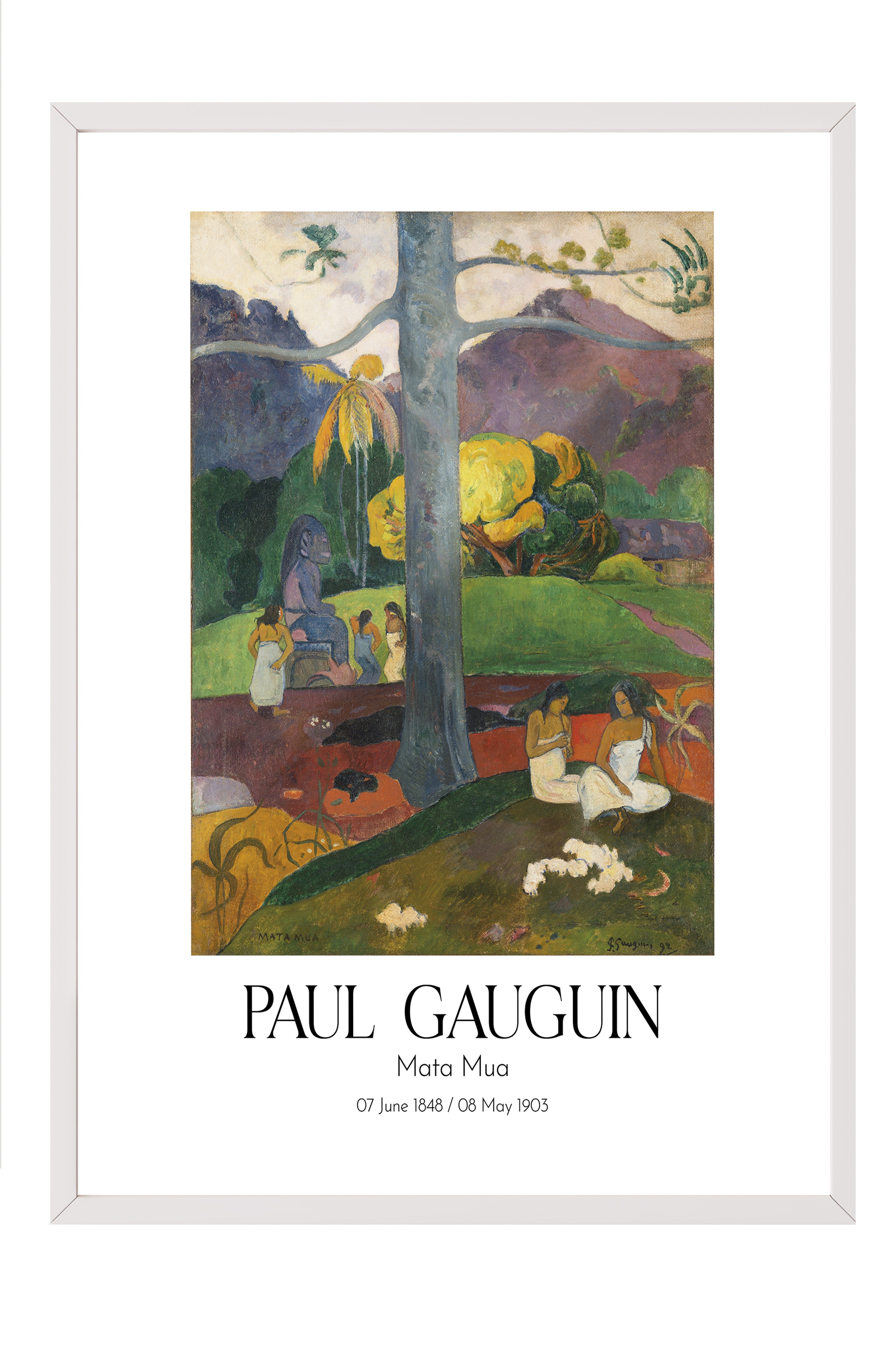 Paul Gauguin - Mata Mua, Beyaz Çerçeveli Tablo, Sanat Serisi NO:110574