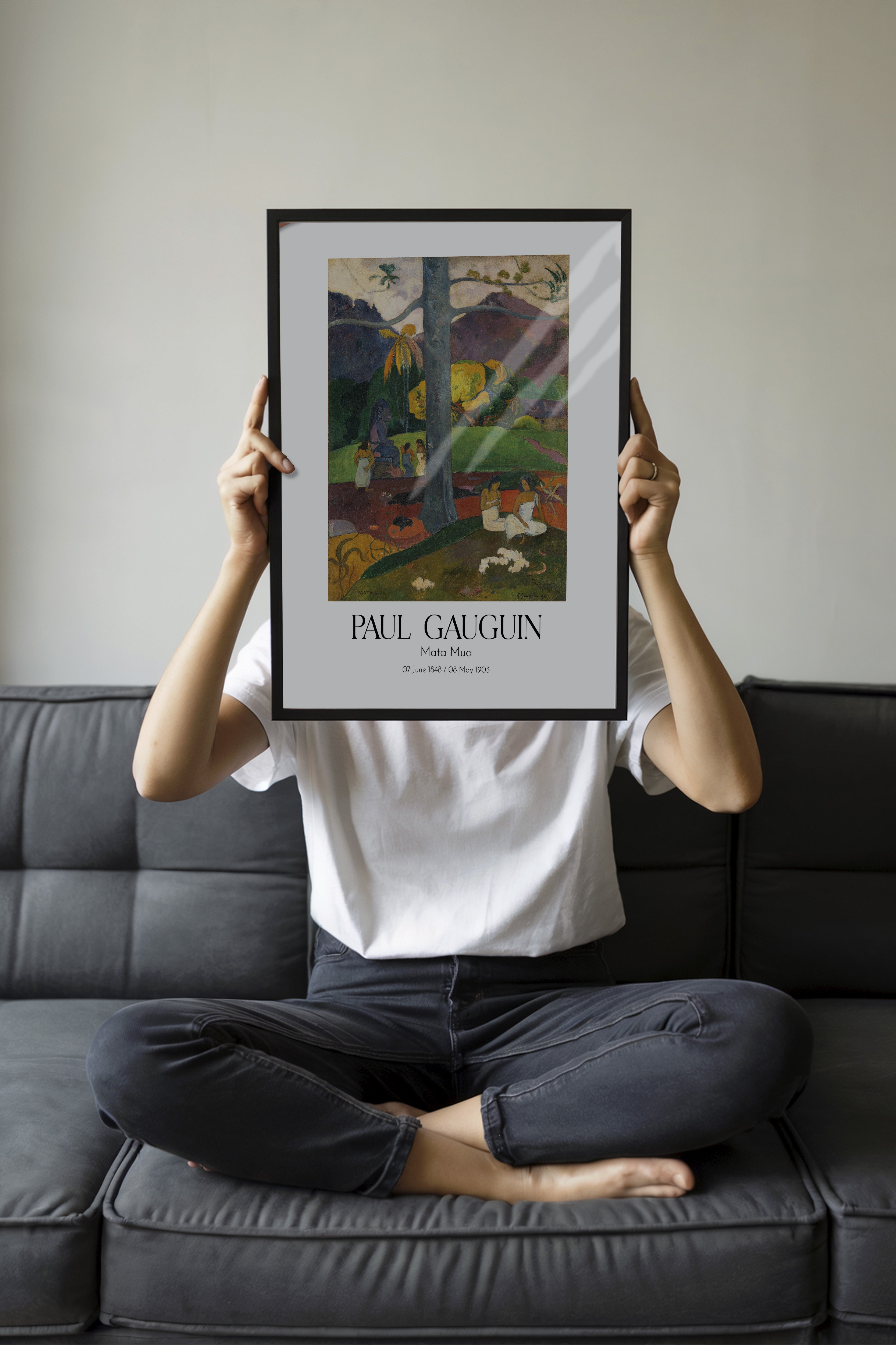 Paul Gauguin - Mata Mua, Siyah Çerçeveli Tablo, Sanat Serisi NO:110574