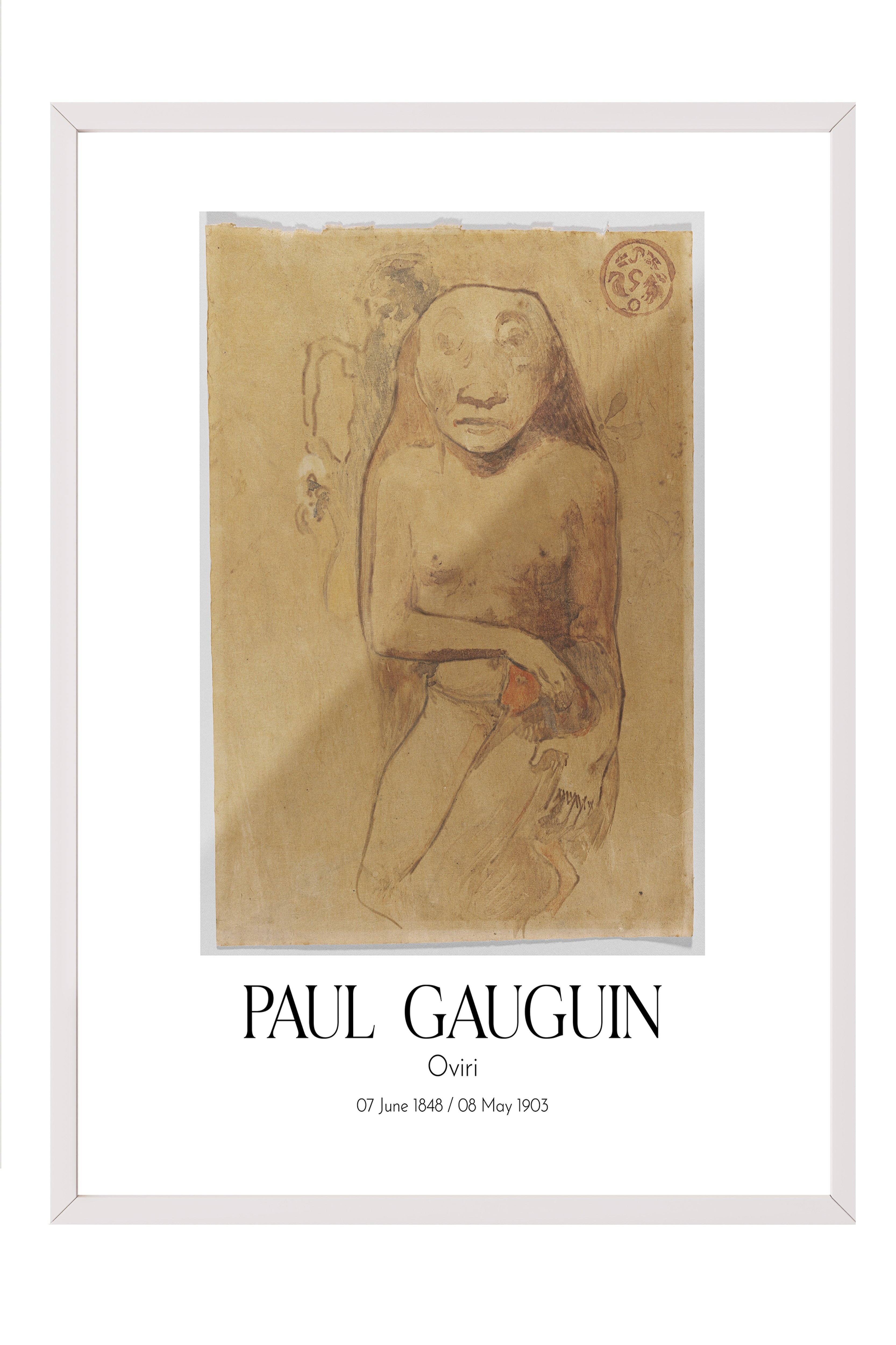 Paul Gauguin - Oviri, Beyaz Çerçeveli Tablo, Sanat Serisi NO:110552