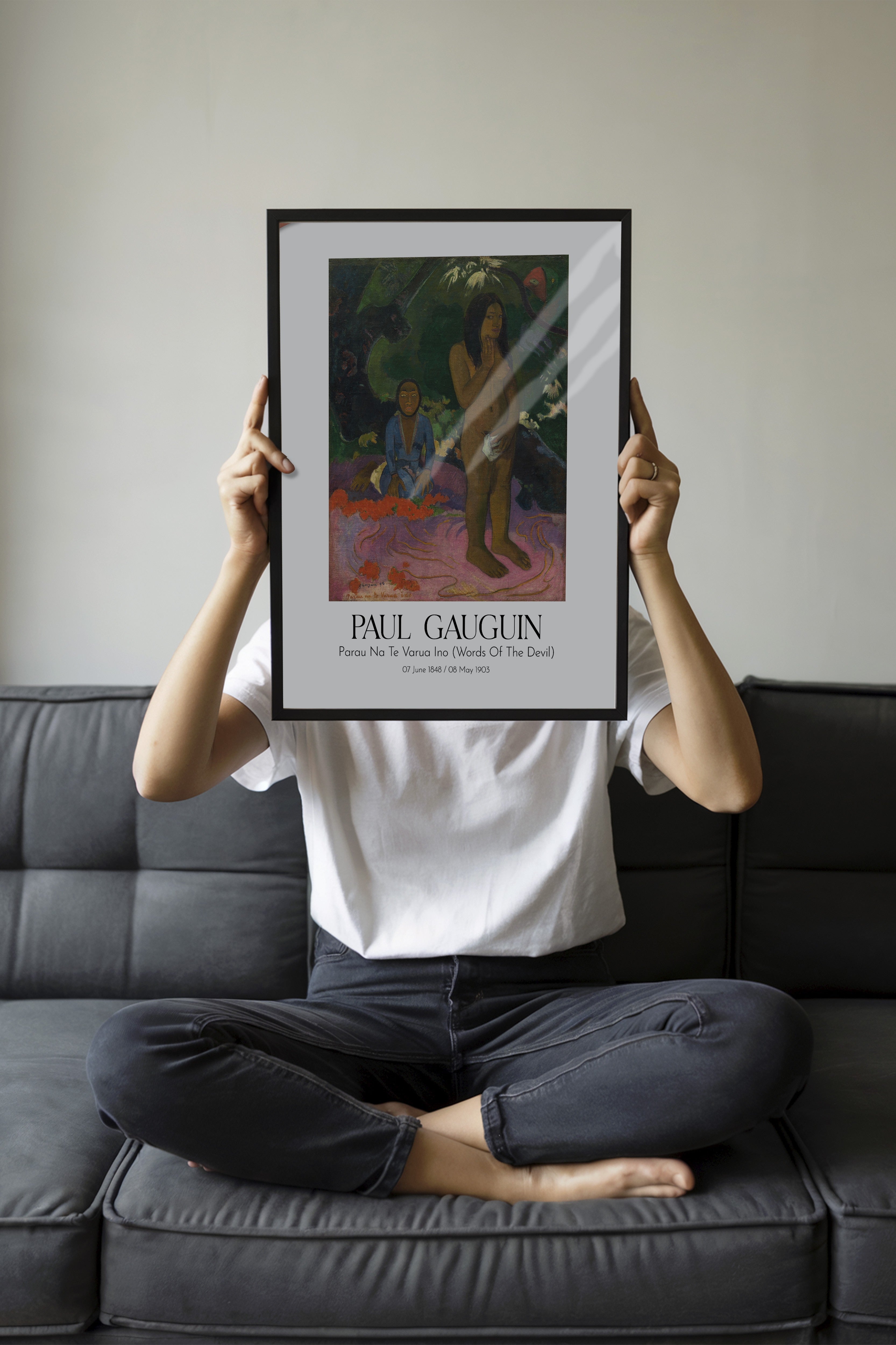 Paul Gauguin - Parau Na Te Varua Ino (Words Of The Devil), Siyah Çerçeveli Tablo, Sanat Serisi NO:110553