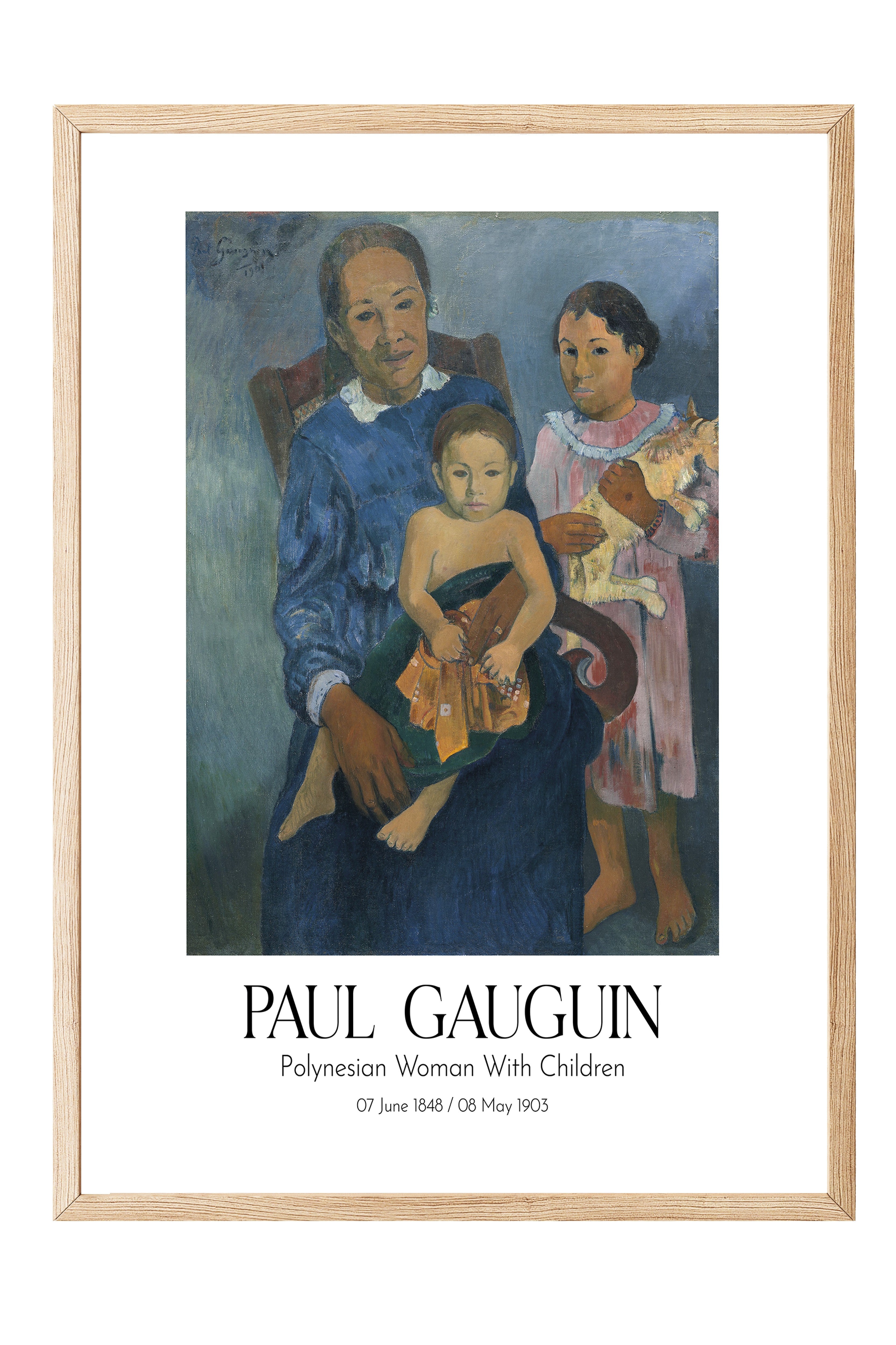Paul Gauguin - Polynesian Woman With Children, Ahşap Çerçeveli Tablo, Sanat Serisi NO:110555