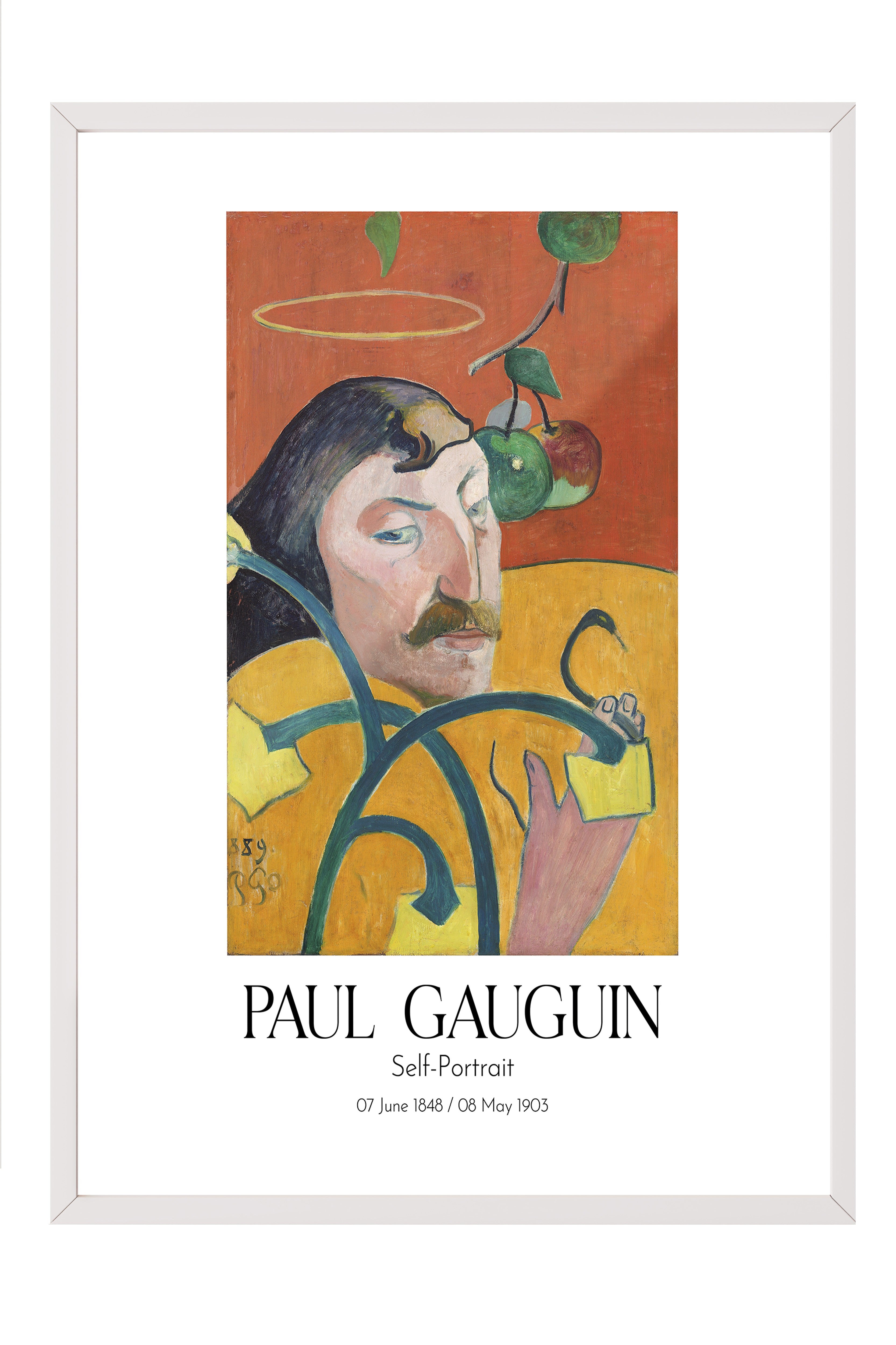 Paul Gauguin - Self-Portrait, Beyaz Çerçeveli Tablo, Sanat Serisi NO:110558