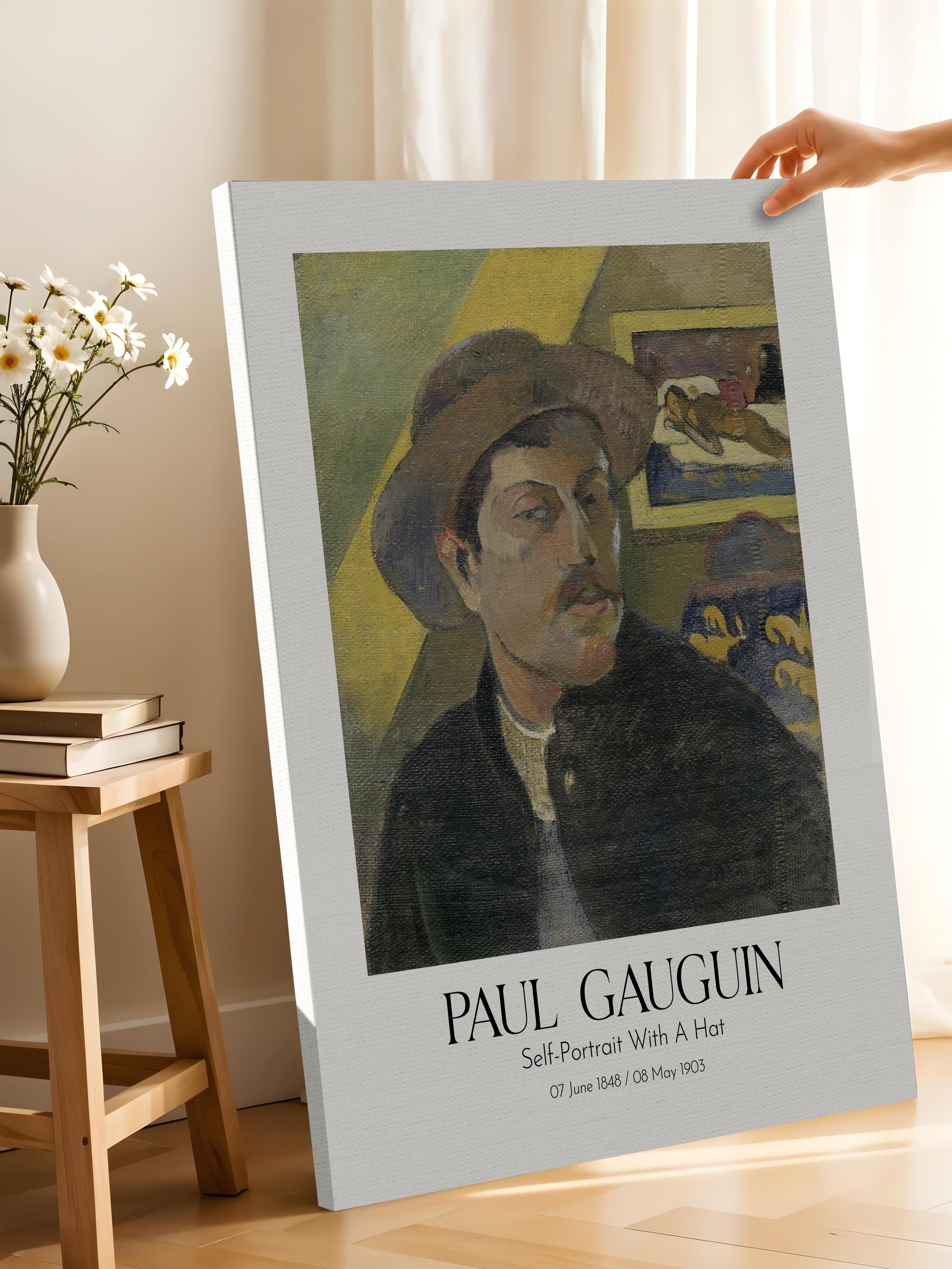 Paul Gauguin - Self-Portrait With A Hat, Kanvas Tablo, Sanat Serisi NO:110557