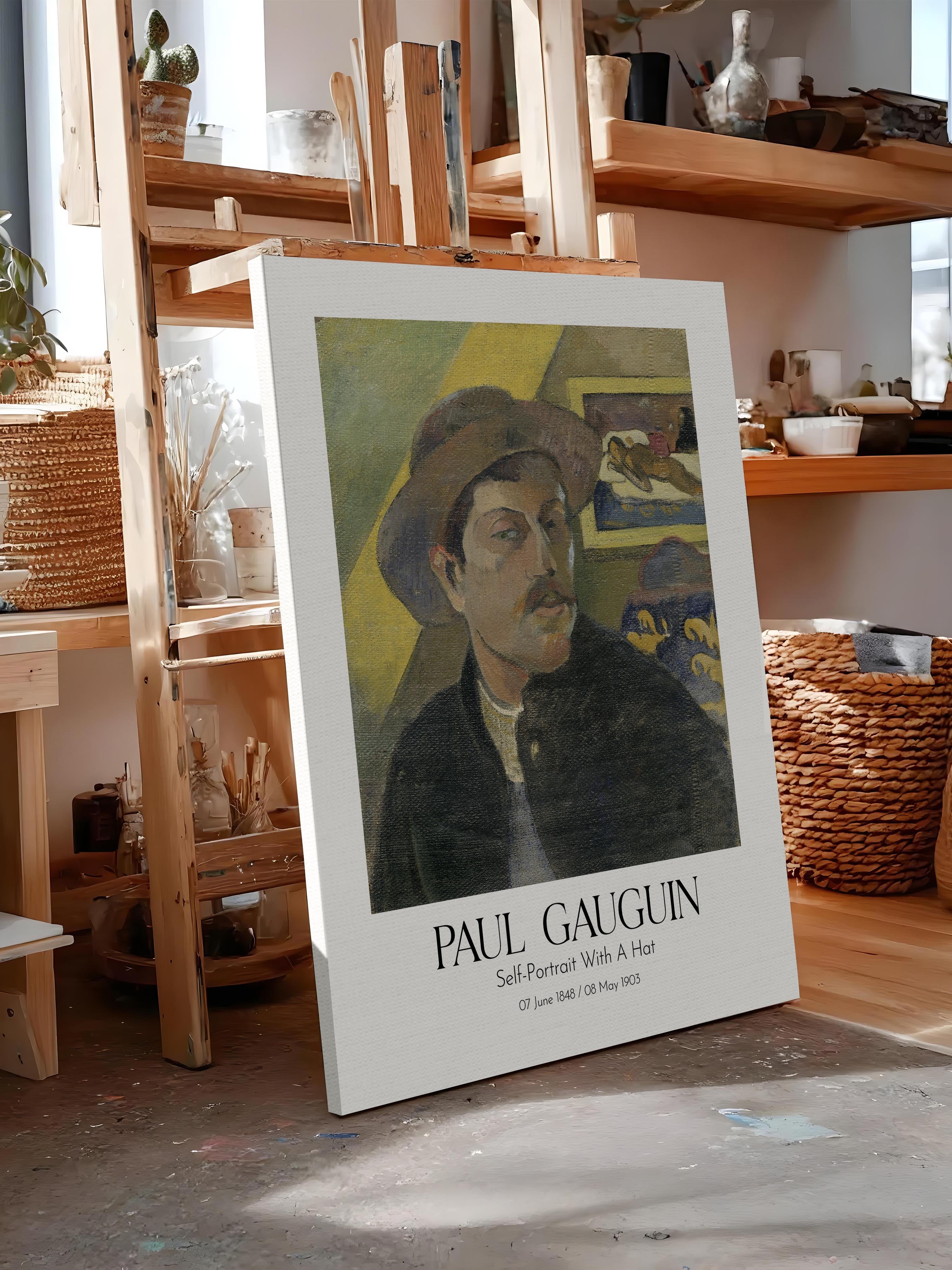 Paul Gauguin - Self-Portrait With A Hat, Kanvas Tablo, Sanat Serisi NO:110557