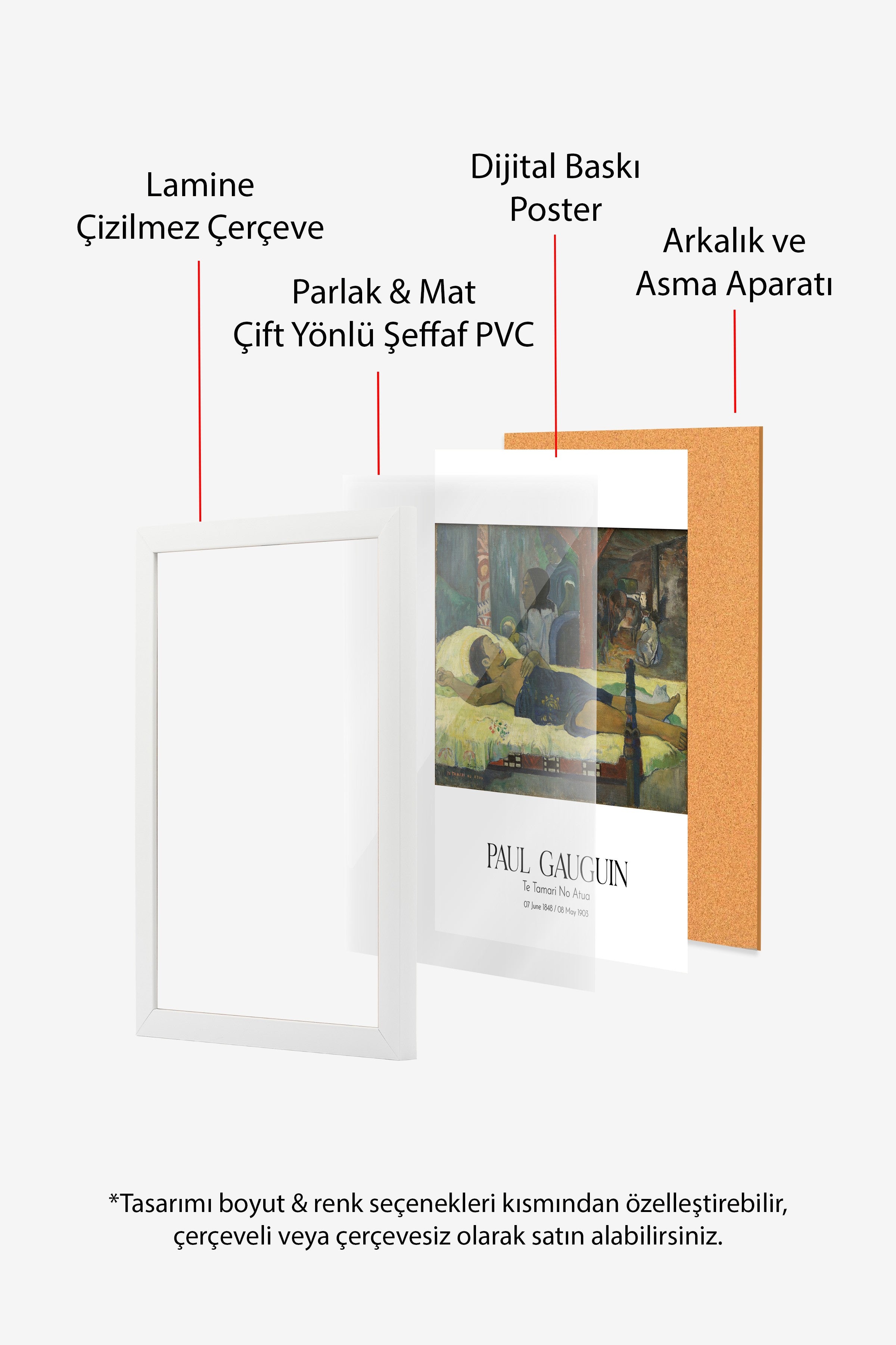 Paul Gauguin - Te Tamari No Atua, Beyaz Çerçeveli Tablo, Sanat Serisi NO:110561