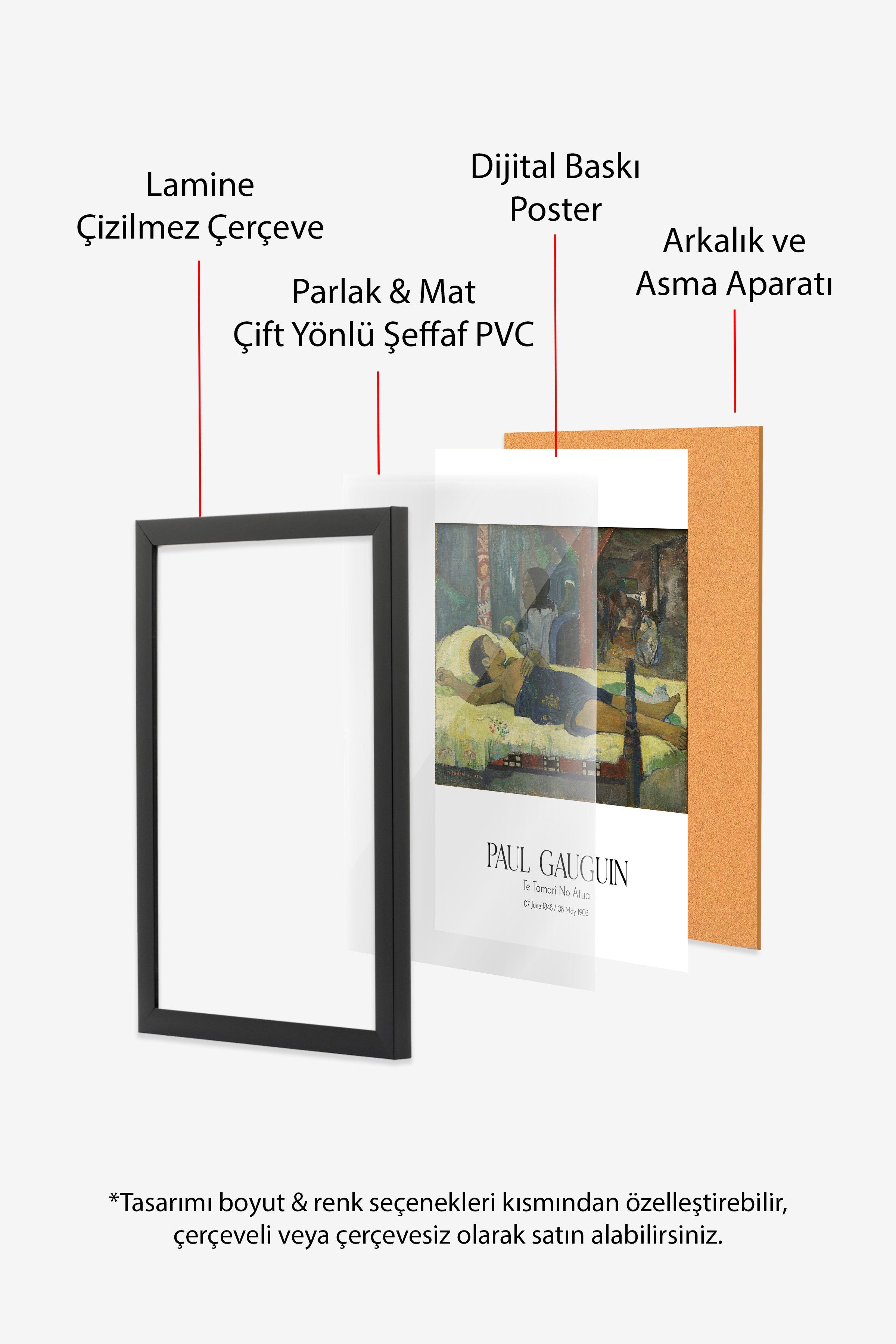 Paul Gauguin - Te Tamari No Atua, Siyah Çerçeveli Tablo, Sanat Serisi NO:110561