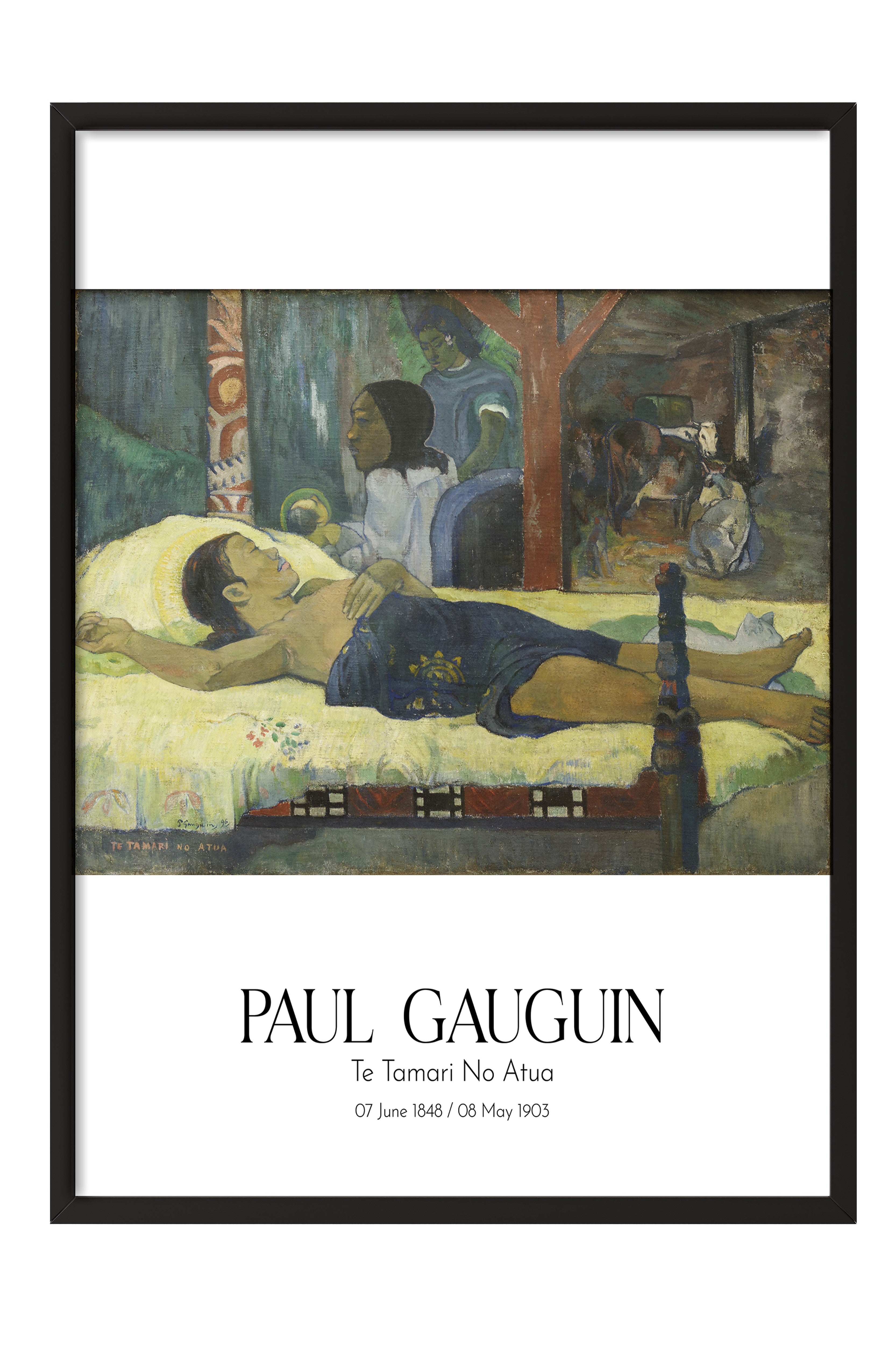 Paul Gauguin - Te Tamari No Atua, Siyah Çerçeveli Tablo, Sanat Serisi NO:110561