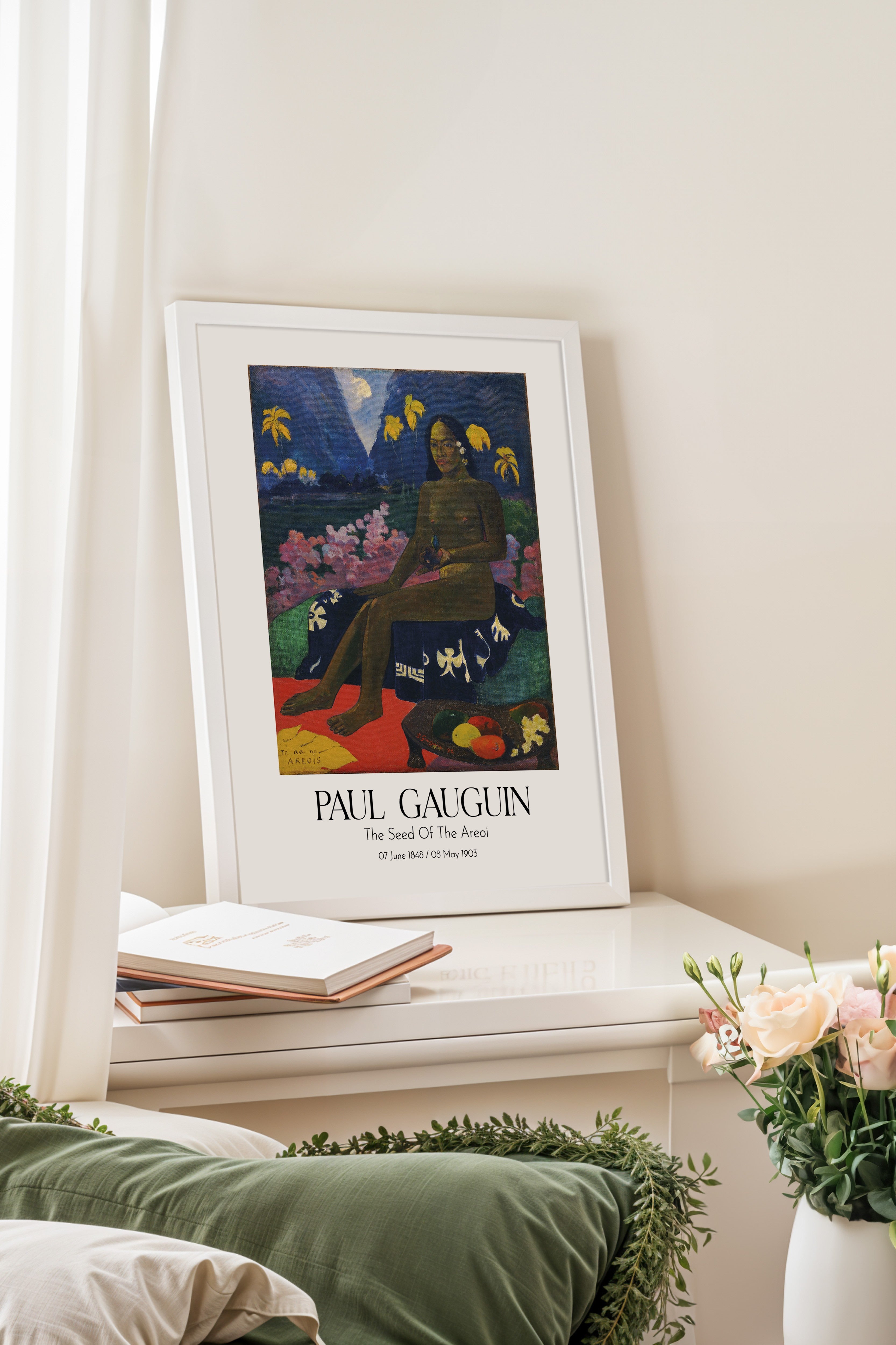 Paul Gauguin - The Seed Of The Areoi, Beyaz Çerçeveli Tablo, Sanat Serisi NO:110564