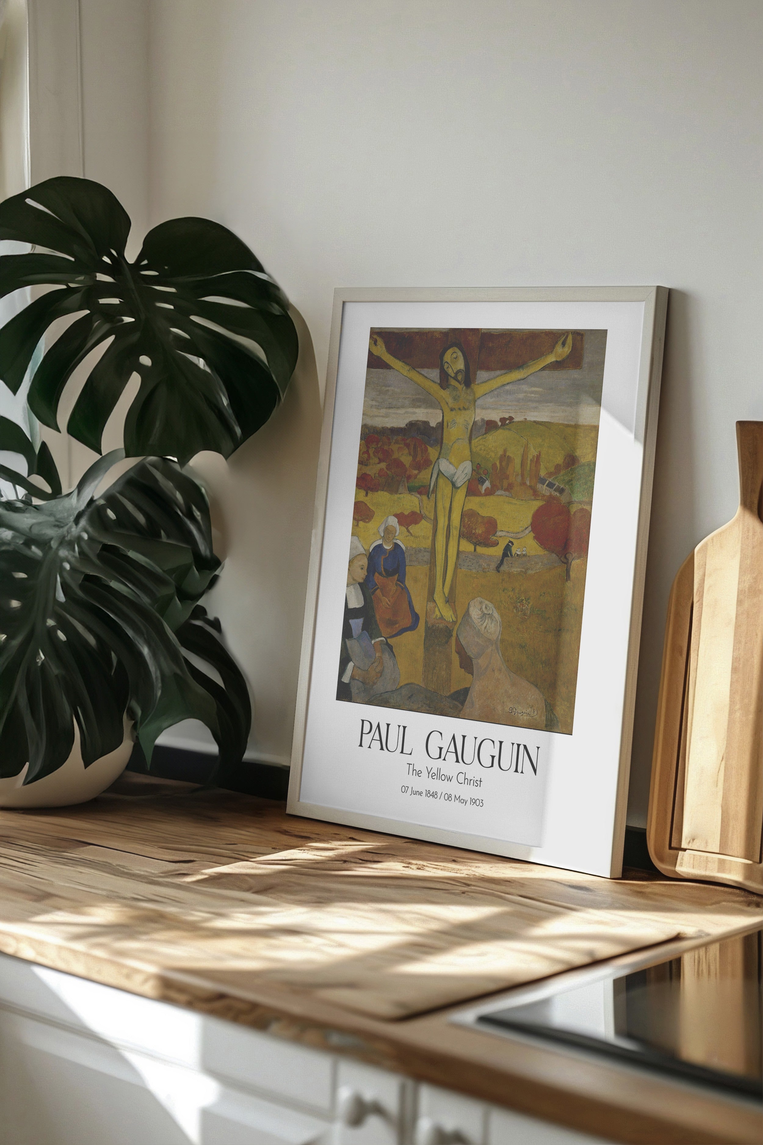 Paul Gauguin - The Yellow Christ, Beyaz Çerçeveli Tablo, Sanat Serisi NO:110556
