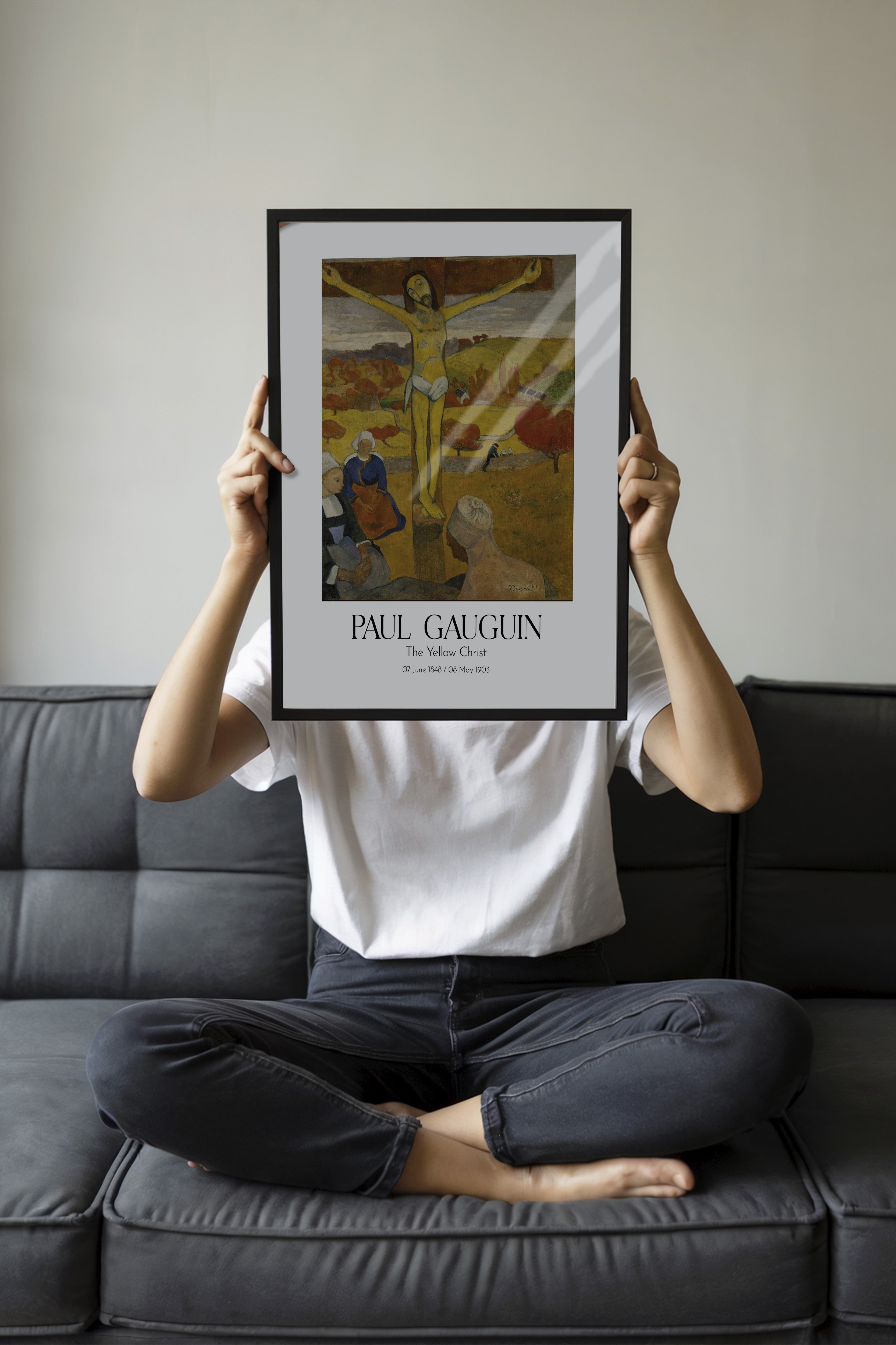 Paul Gauguin - The Yellow Christ, Siyah Çerçeveli Tablo, Sanat Serisi NO:110556