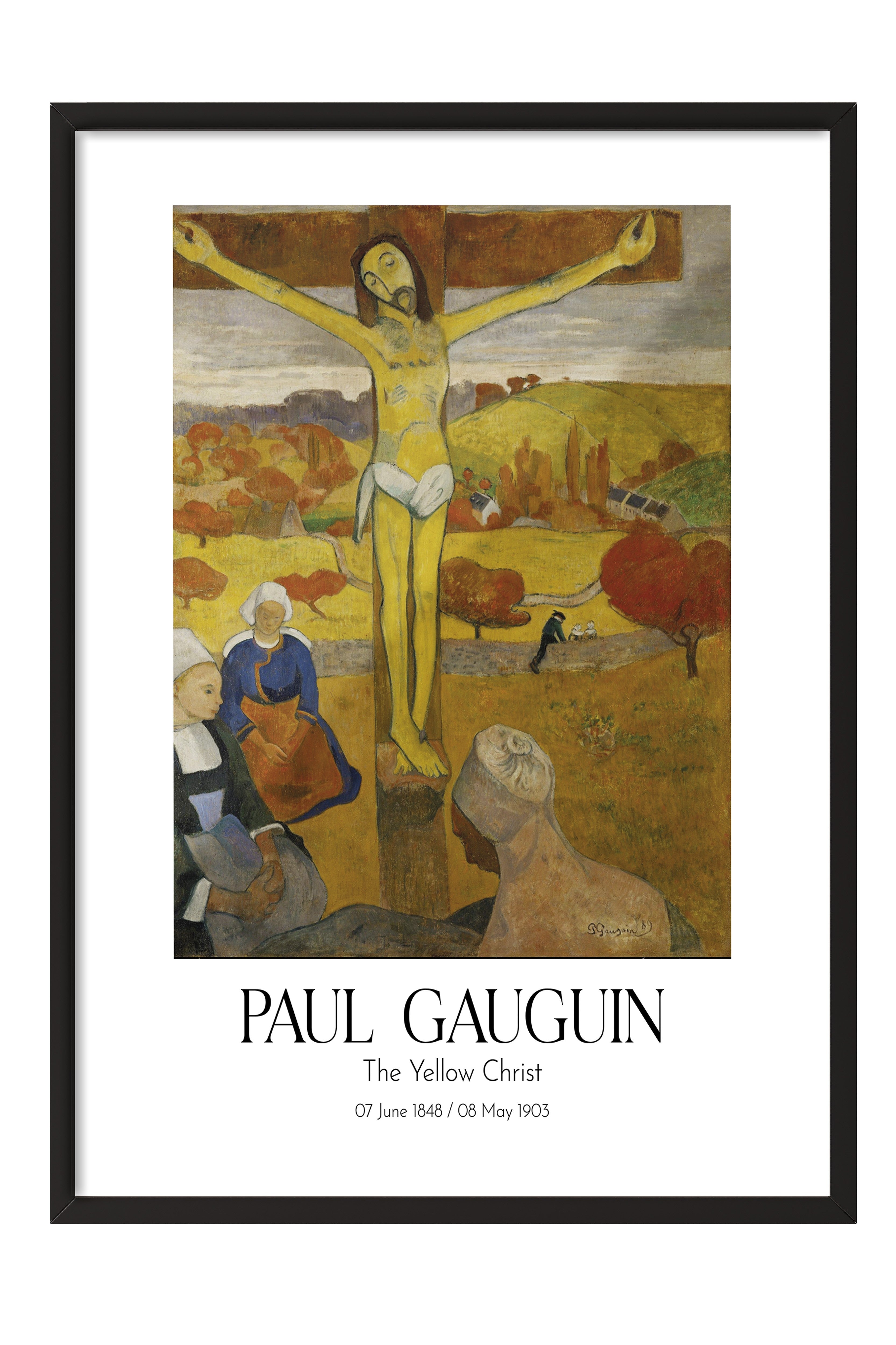 Paul Gauguin - The Yellow Christ, Siyah Çerçeveli Tablo, Sanat Serisi NO:110556