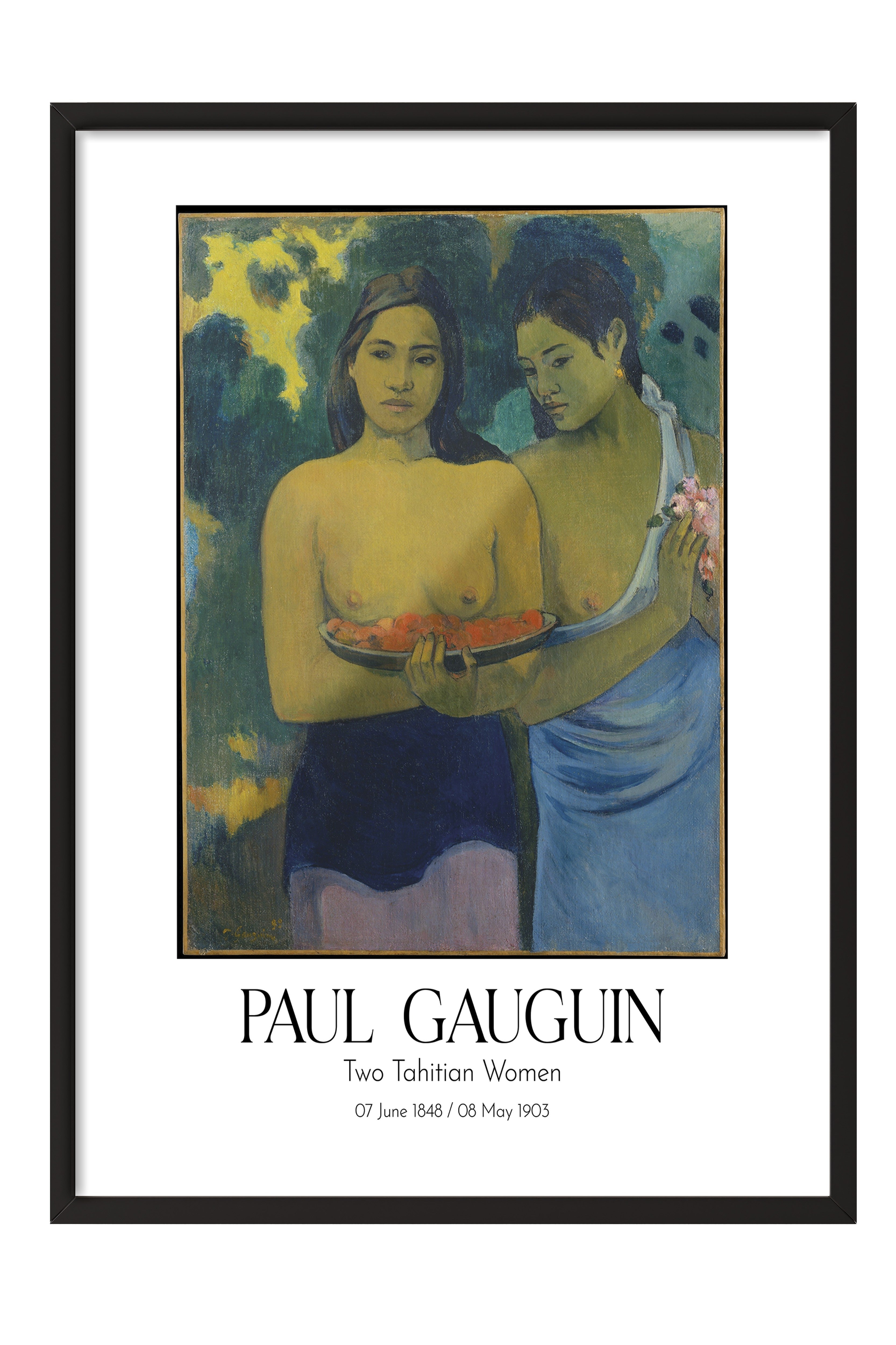 Paul Gauguin - Two Tahitian Women, Siyah Çerçeveli Tablo, Sanat Serisi NO:110565