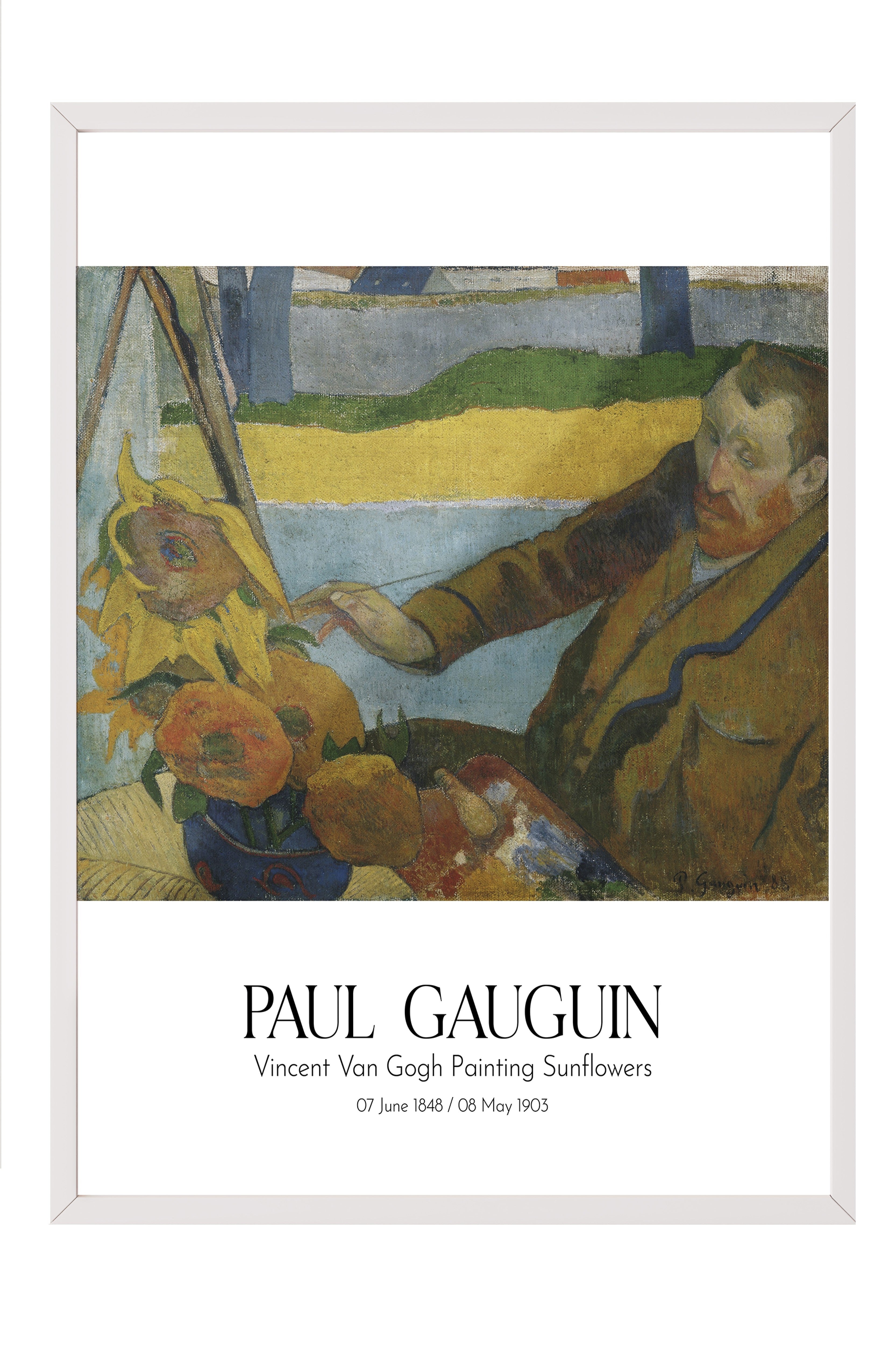 Paul Gauguin - Vincent Van Gogh Painting Sunflowers, Beyaz Çerçeveli Tablo, Sanat Serisi NO:110566