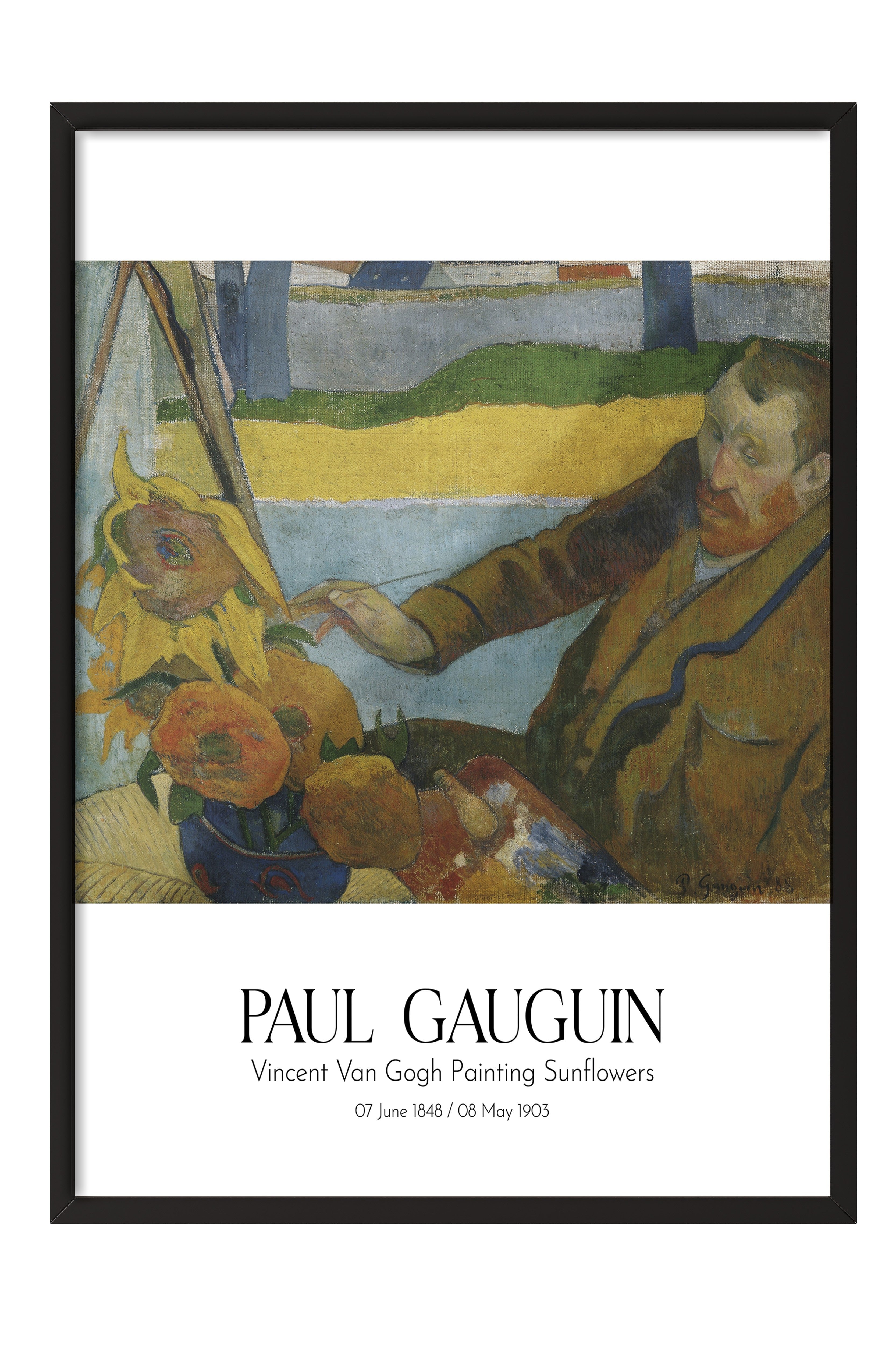 Paul Gauguin - Vincent Van Gogh Painting Sunflowers, Siyah Çerçeveli Tablo, Sanat Serisi NO:110566