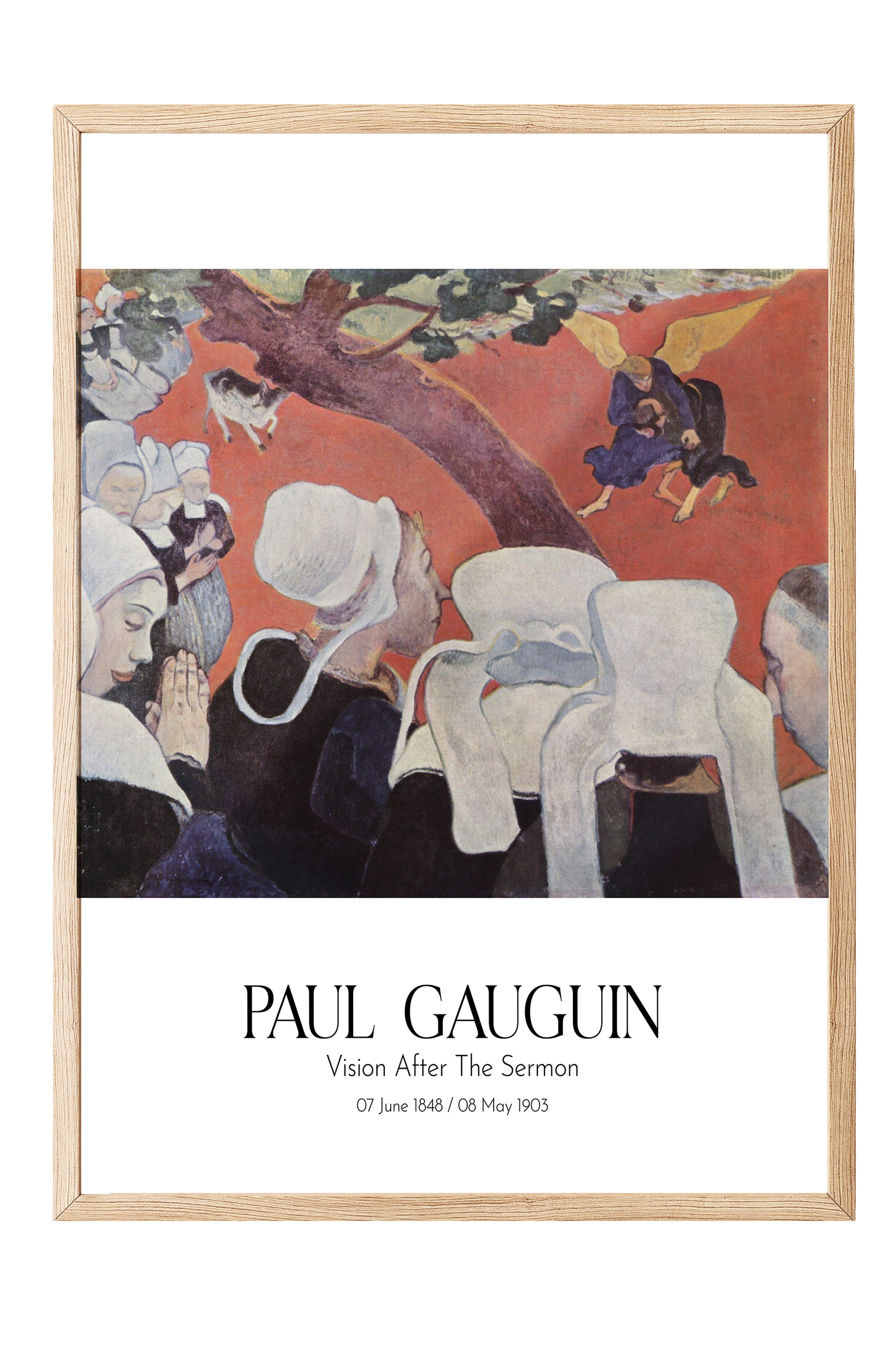 Paul Gauguin - Vision After The Sermon, Ahşap Çerçeveli Tablo, Sanat Serisi NO:110578