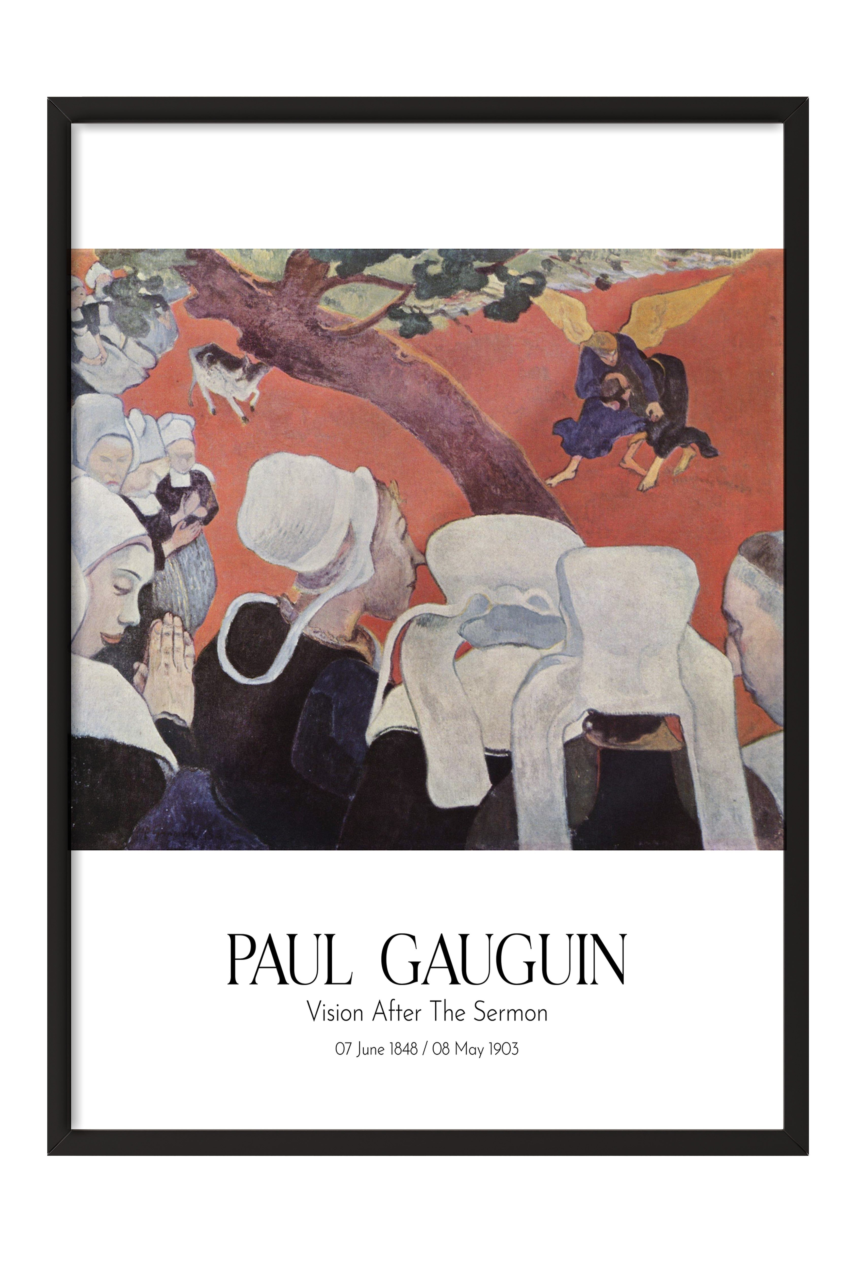Paul Gauguin - Vision After The Sermon, Siyah Çerçeveli Tablo, Sanat Serisi NO:110578