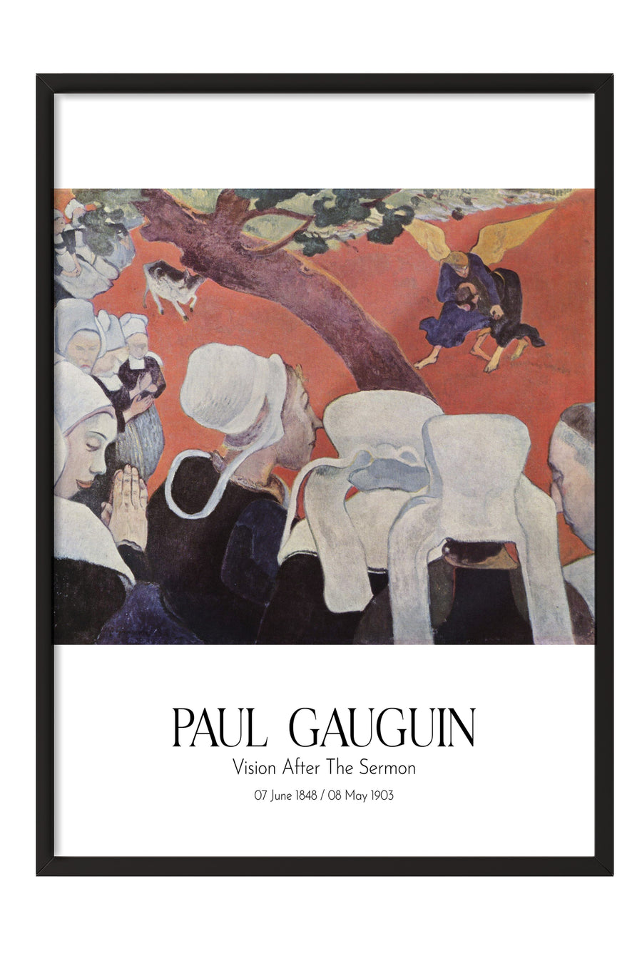 Paul Gauguin - Vision After The Sermon, Siyah Çerçeveli Tablo, Sanat Serisi NO:110578