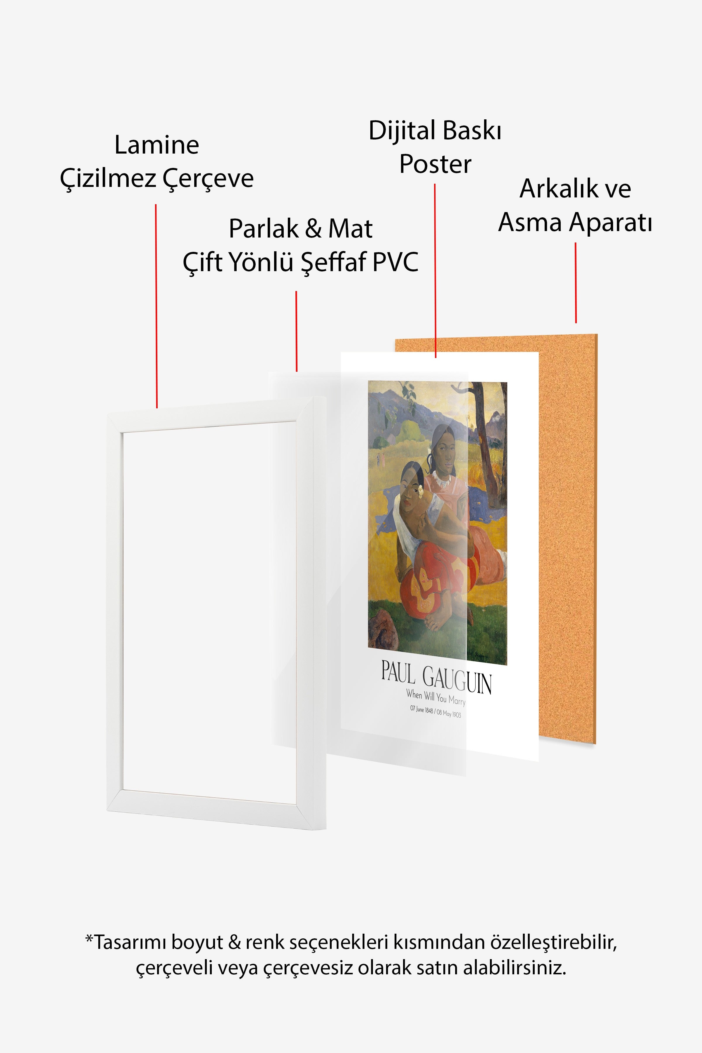 Paul Gauguin - When Will You Marry, Beyaz Çerçeveli Tablo, Sanat Serisi NO:110581