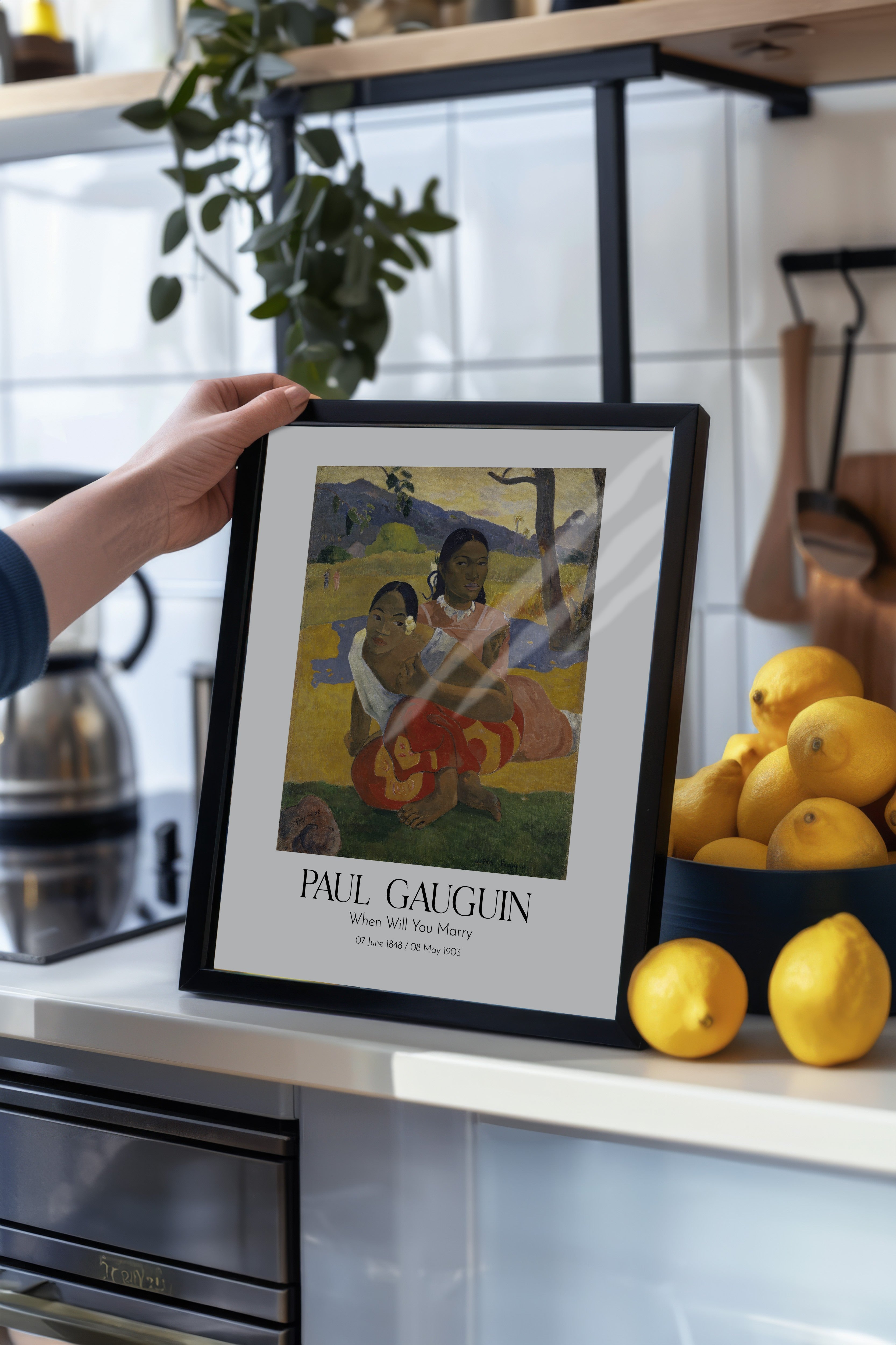 Paul Gauguin - When Will You Marry, Siyah Çerçeveli Tablo, Sanat Serisi NO:110581