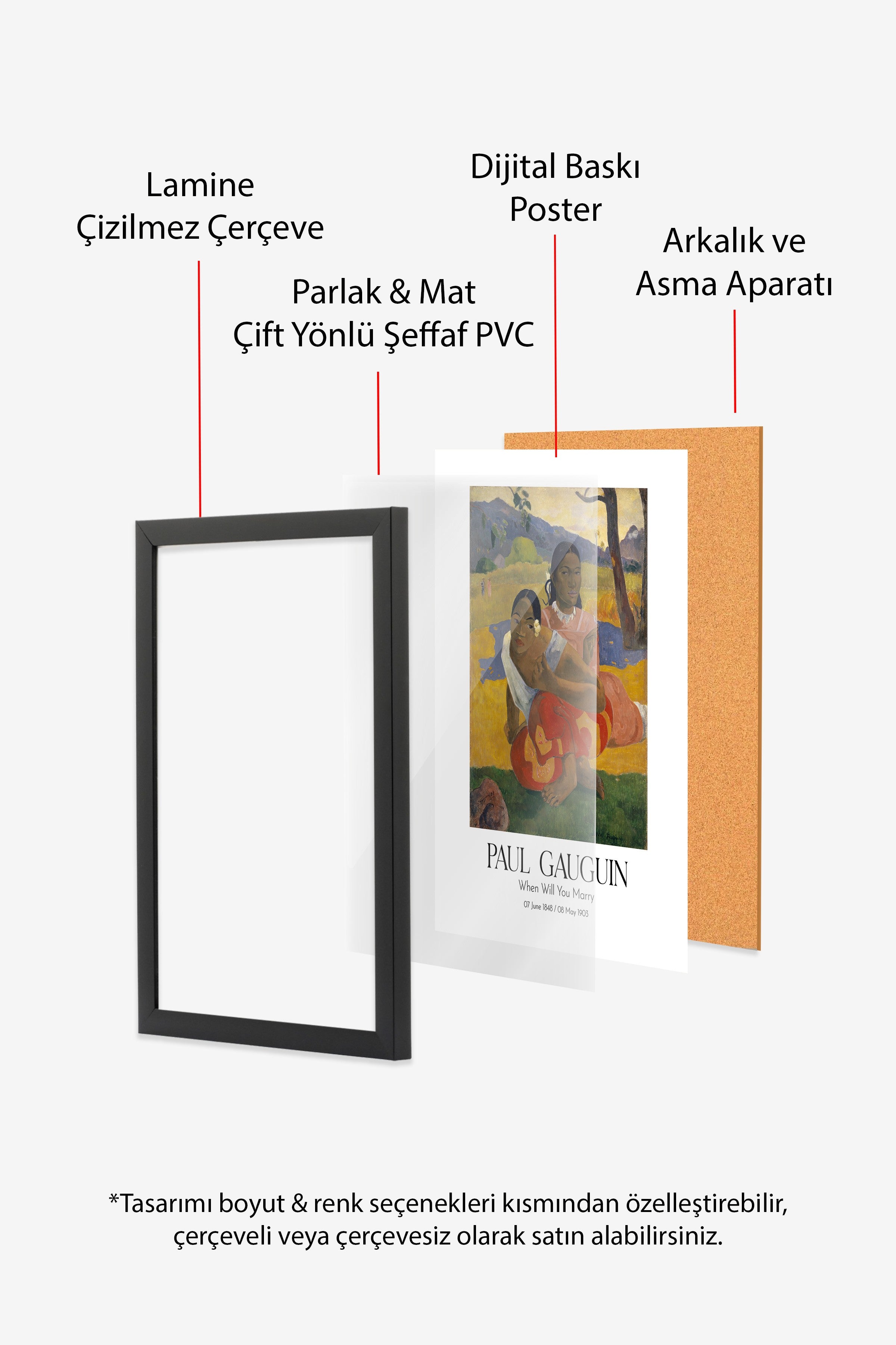 Paul Gauguin - When Will You Marry, Siyah Çerçeveli Tablo, Sanat Serisi NO:110581