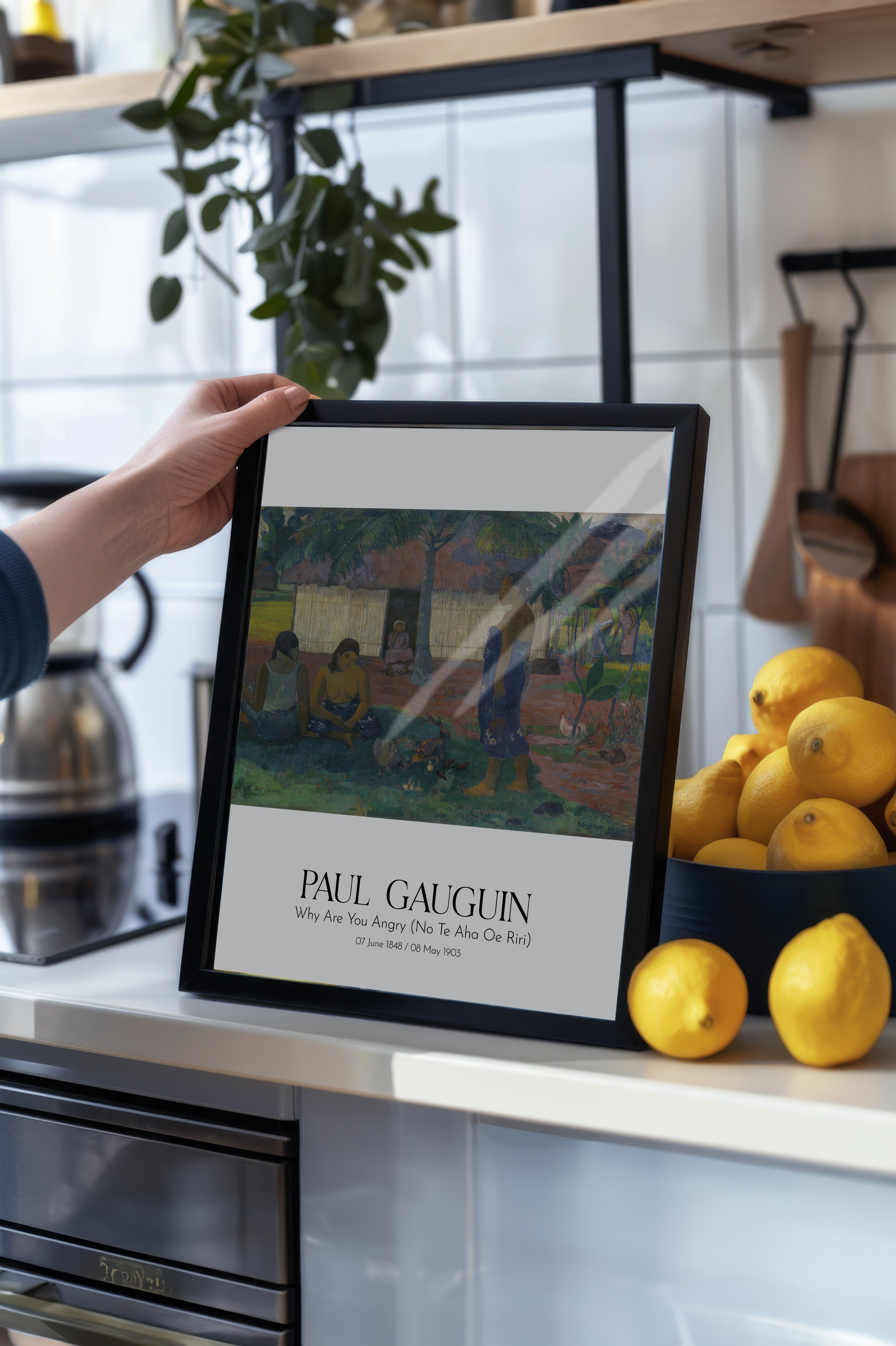 Paul Gauguin - Why Are You Angry (No Te Aha Oe Riri), Siyah Çerçeveli Tablo, Sanat Serisi NO:110580