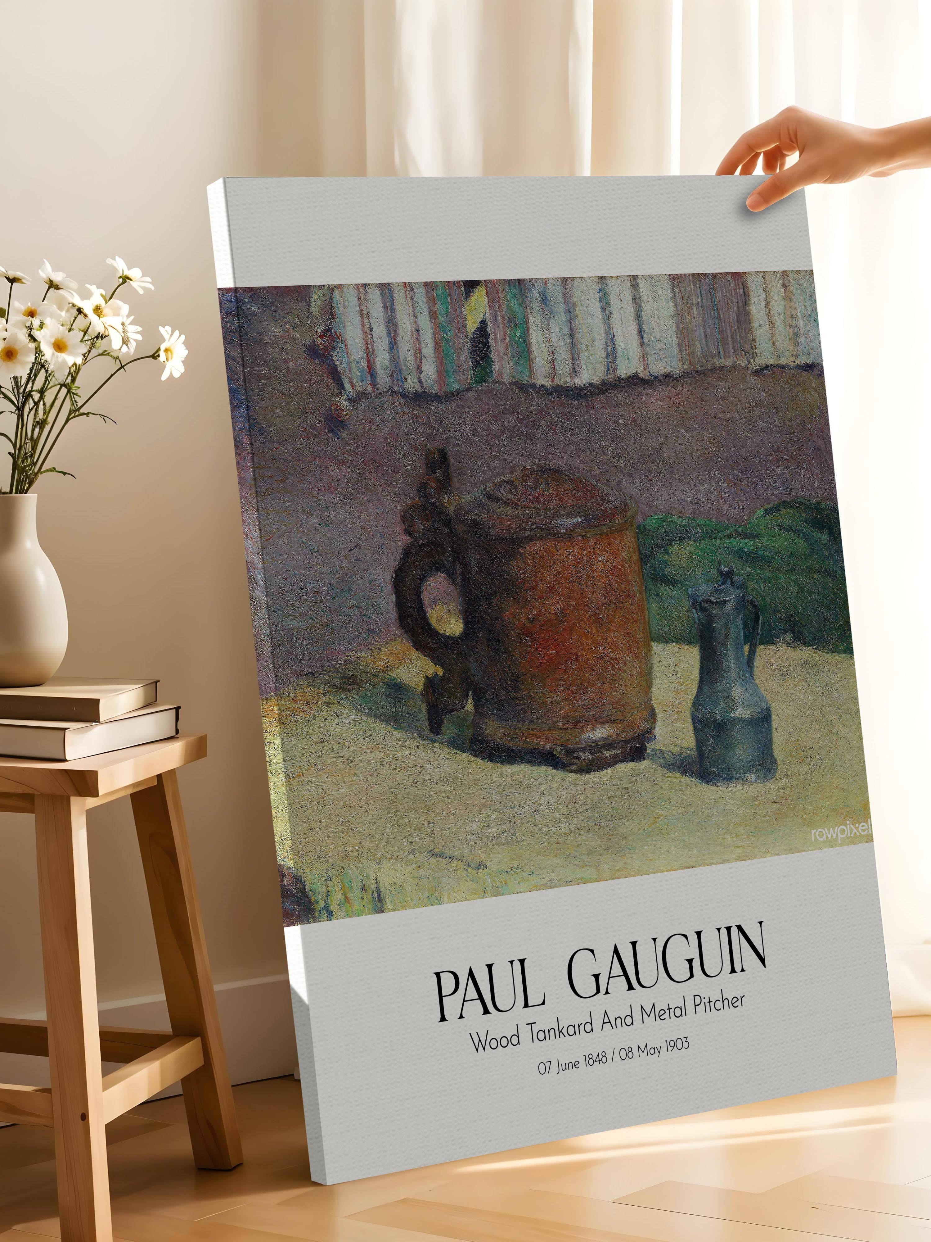 Paul Gauguin - Wood Tankard And Metal Pitcher, Kanvas Tablo, Sanat Serisi NO:110554