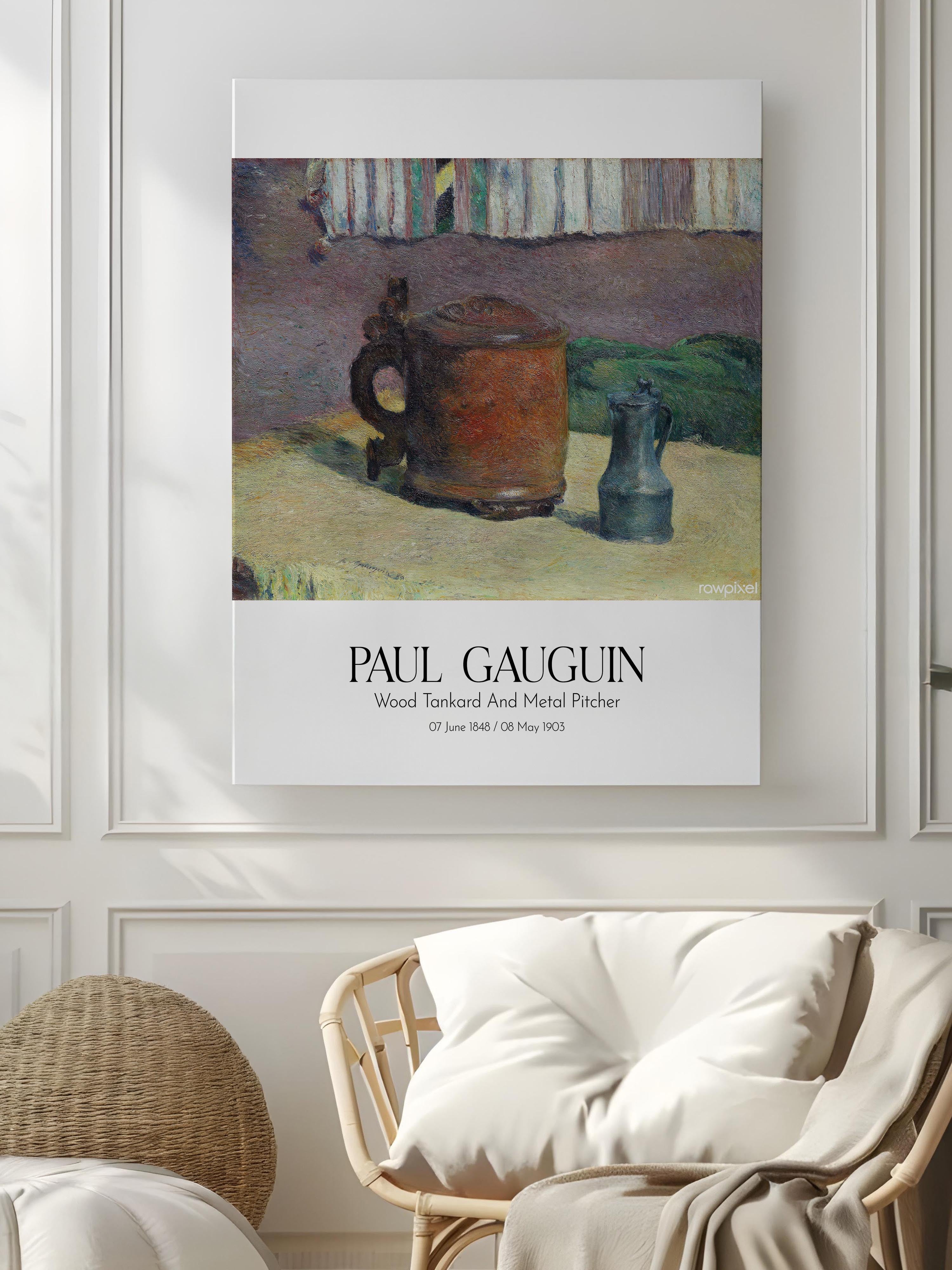 Paul Gauguin - Wood Tankard And Metal Pitcher, Kanvas Tablo, Sanat Serisi NO:110554
