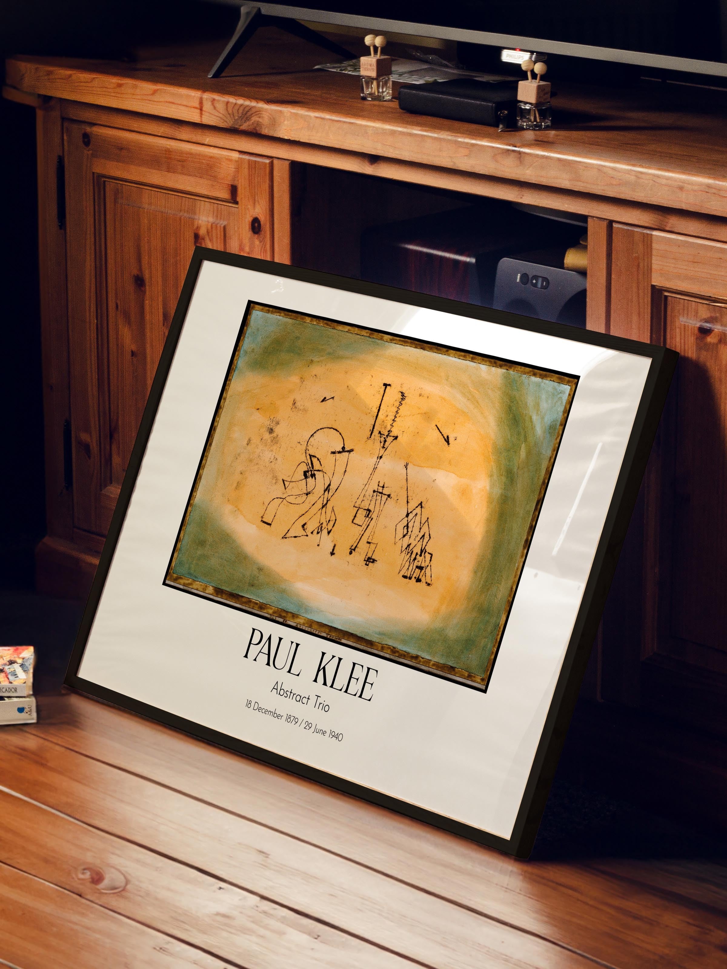 Paul Klee - Abstract Trio, Siyah Çerçeveli Tablo, Sanat Serisi NO:110122