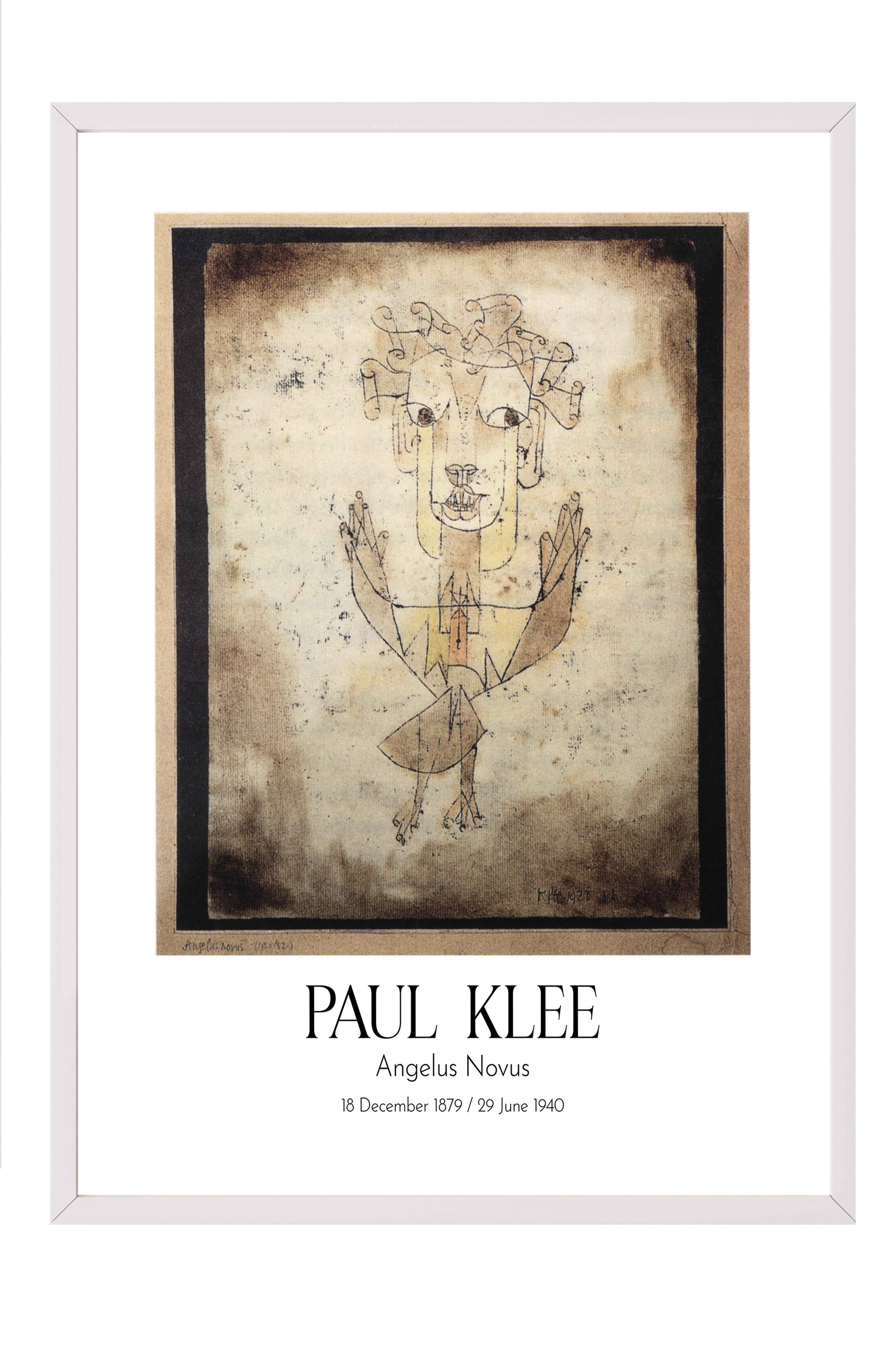 Paul Klee - Angelus Novus, Beyaz Çerçeveli Tablo, Sanat Serisi NO:110119