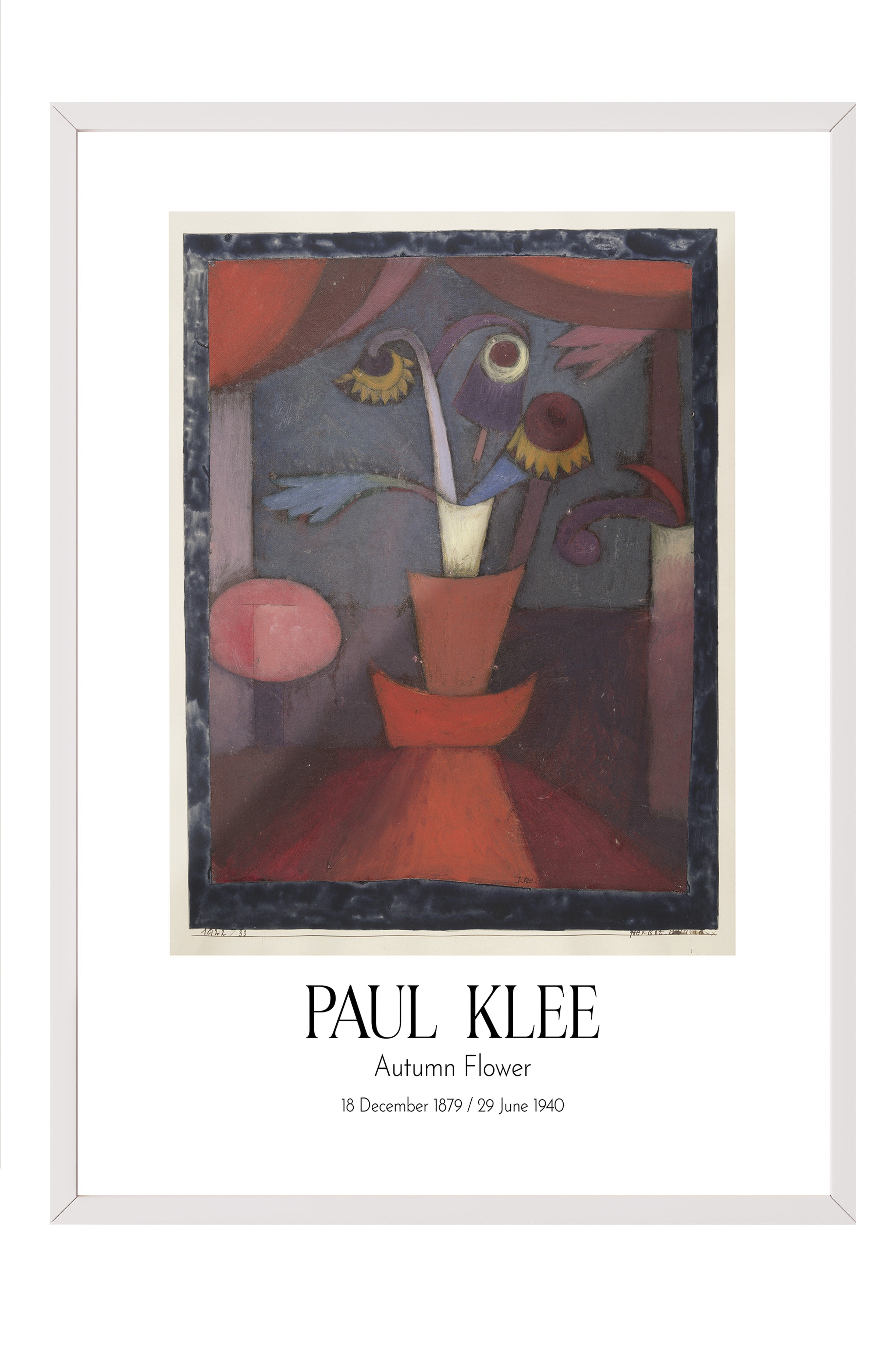 Paul Klee - Autumn Flower, Beyaz Çerçeveli Tablo, Sanat Serisi NO:110108