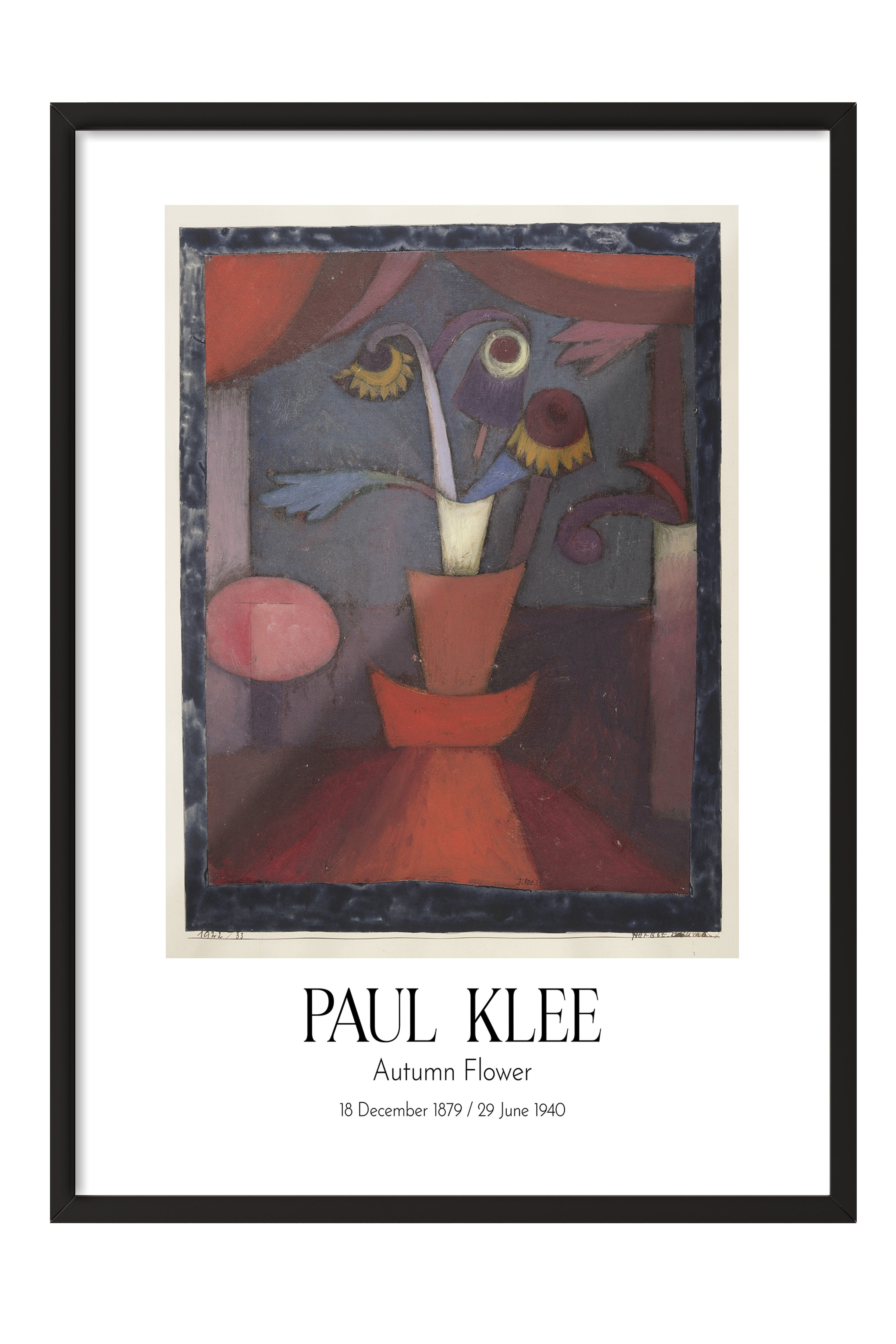Paul Klee - Autumn Flower, Siyah Çerçeveli Tablo, Sanat Serisi NO:110108