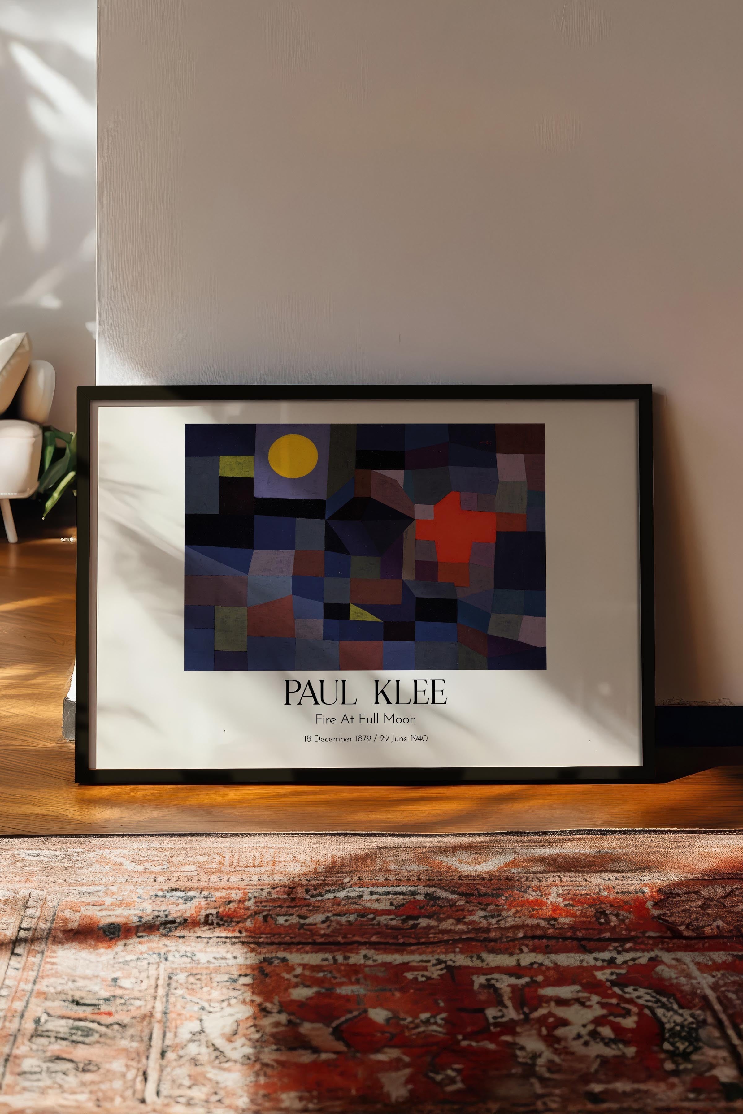 Paul Klee - Fire At Full Moon, Siyah Çerçeveli Tablo, Sanat Serisi NO:110123